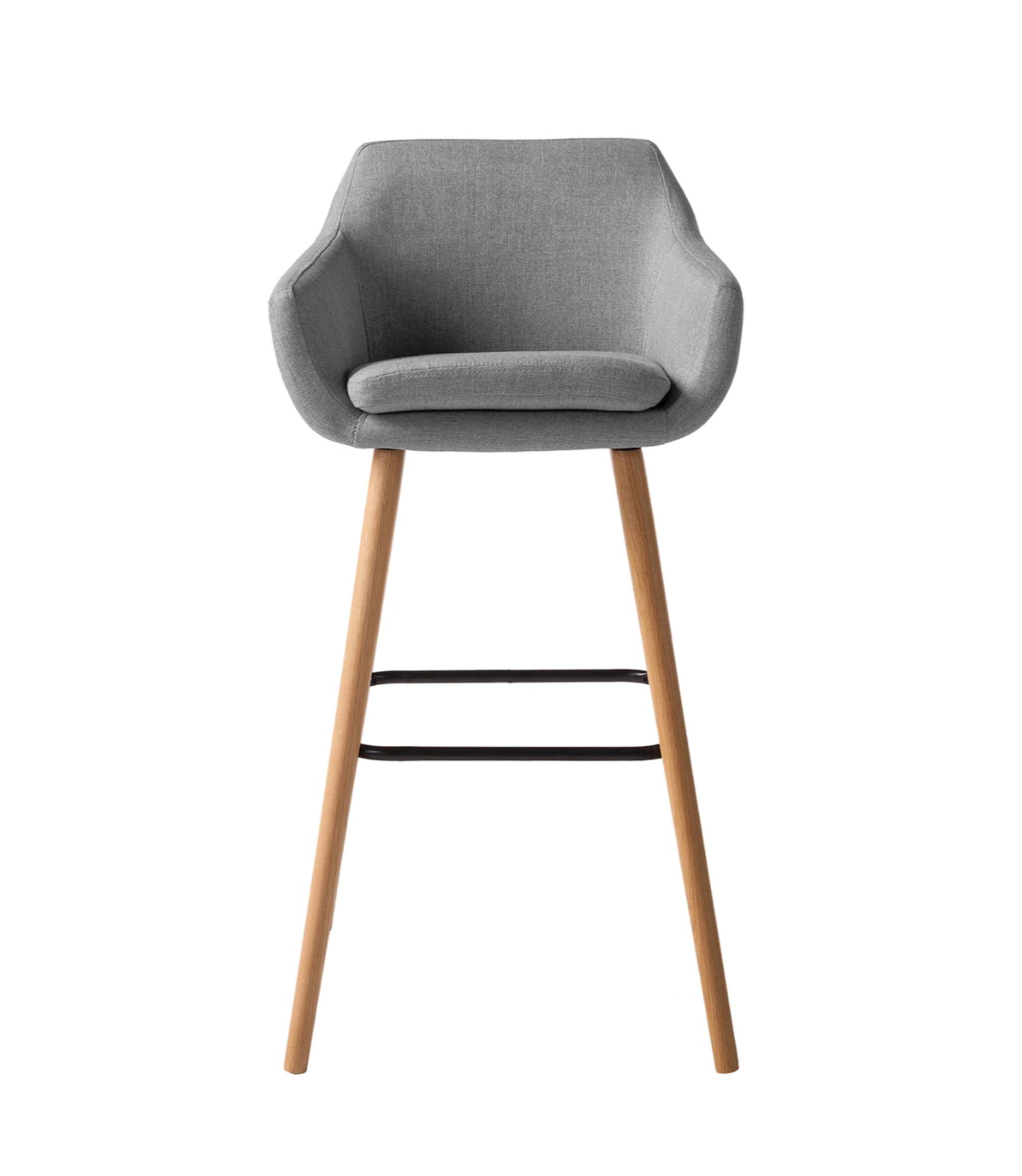 2x Barstuhl Textil Holz Grau