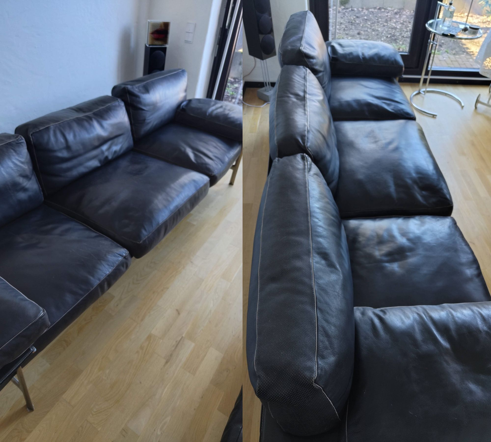 Diesis Sofa 3-Sitzer Leder Metall Schwarz