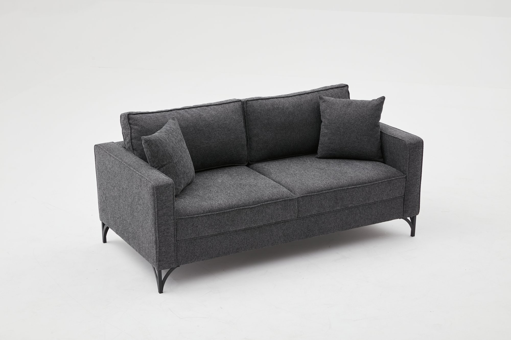 Lima Sofa 2-Sitzer Anthrazit mit schwarzen Beinen