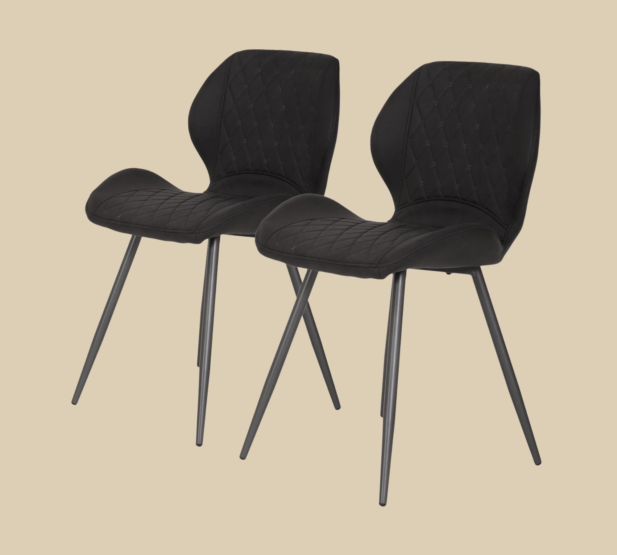 2x Polsterstuhl Ergonomisch Microfaser Vintage Schwarz