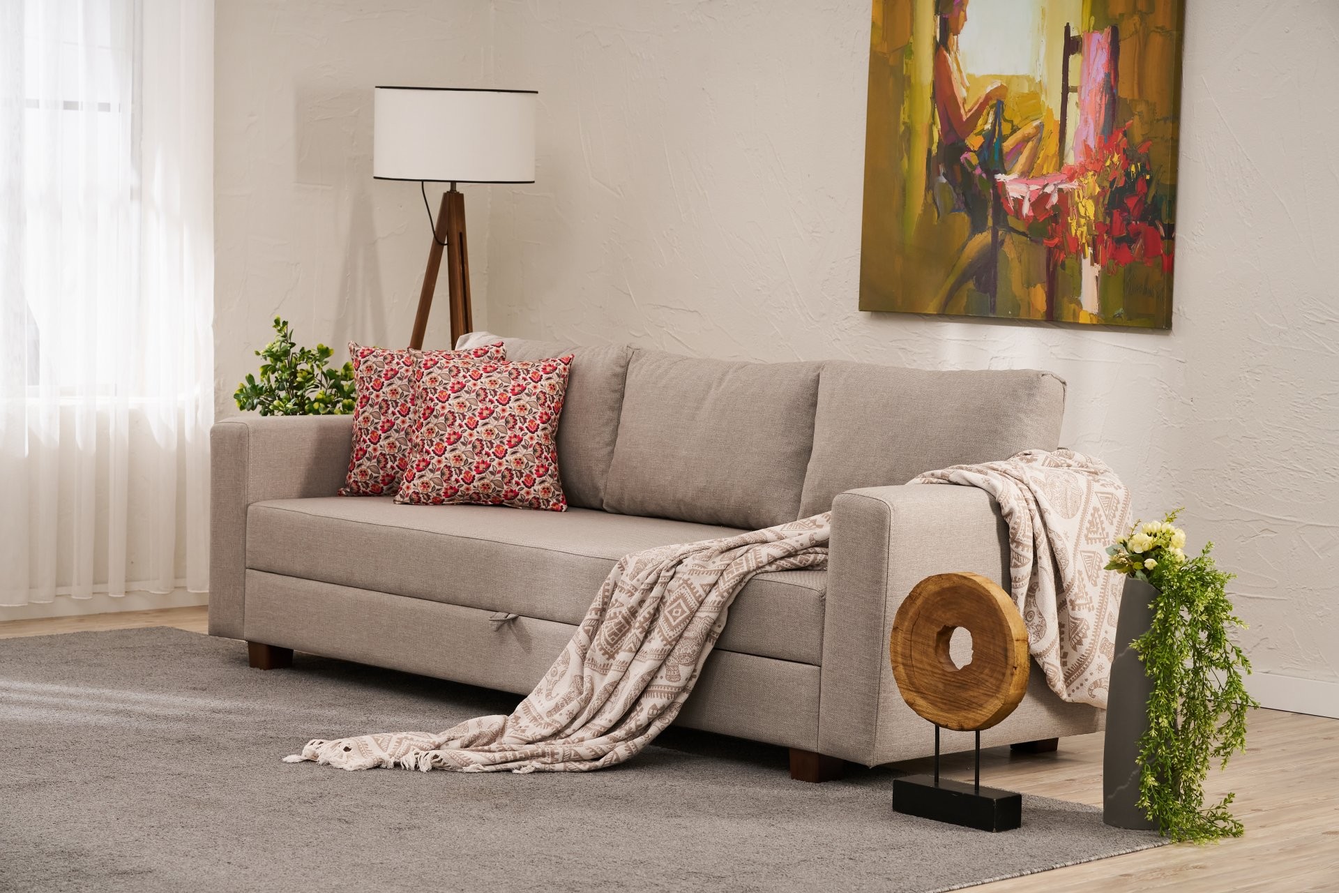 Aly Schlafsofa 3-Sitzer Beige