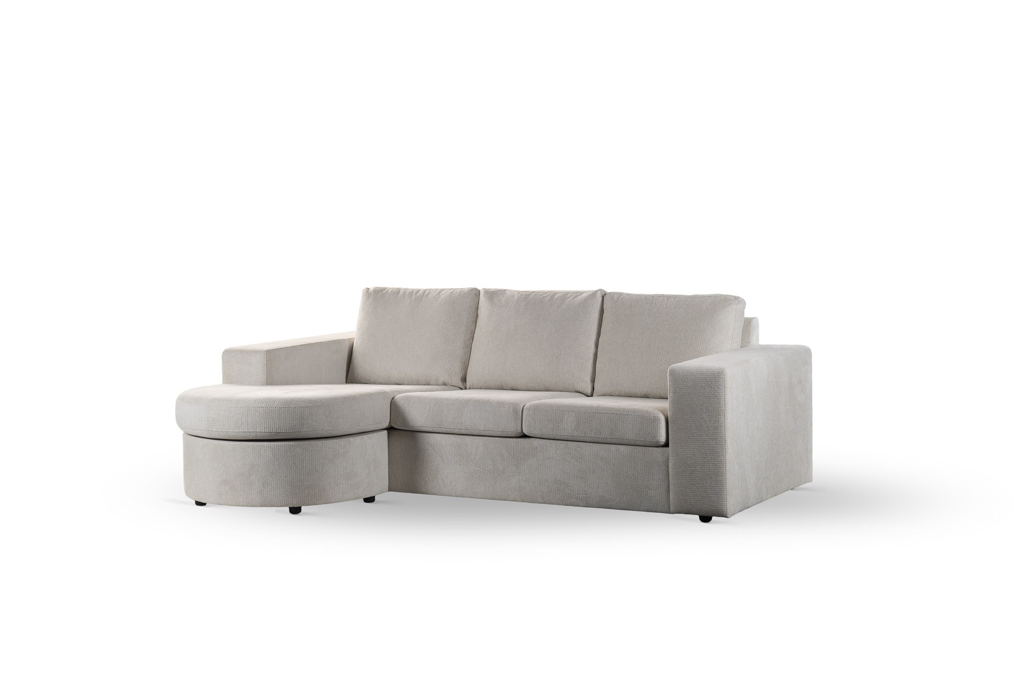 Sofa 3-Sitzer Chaiselongue Rechts Links Stoff Beige
