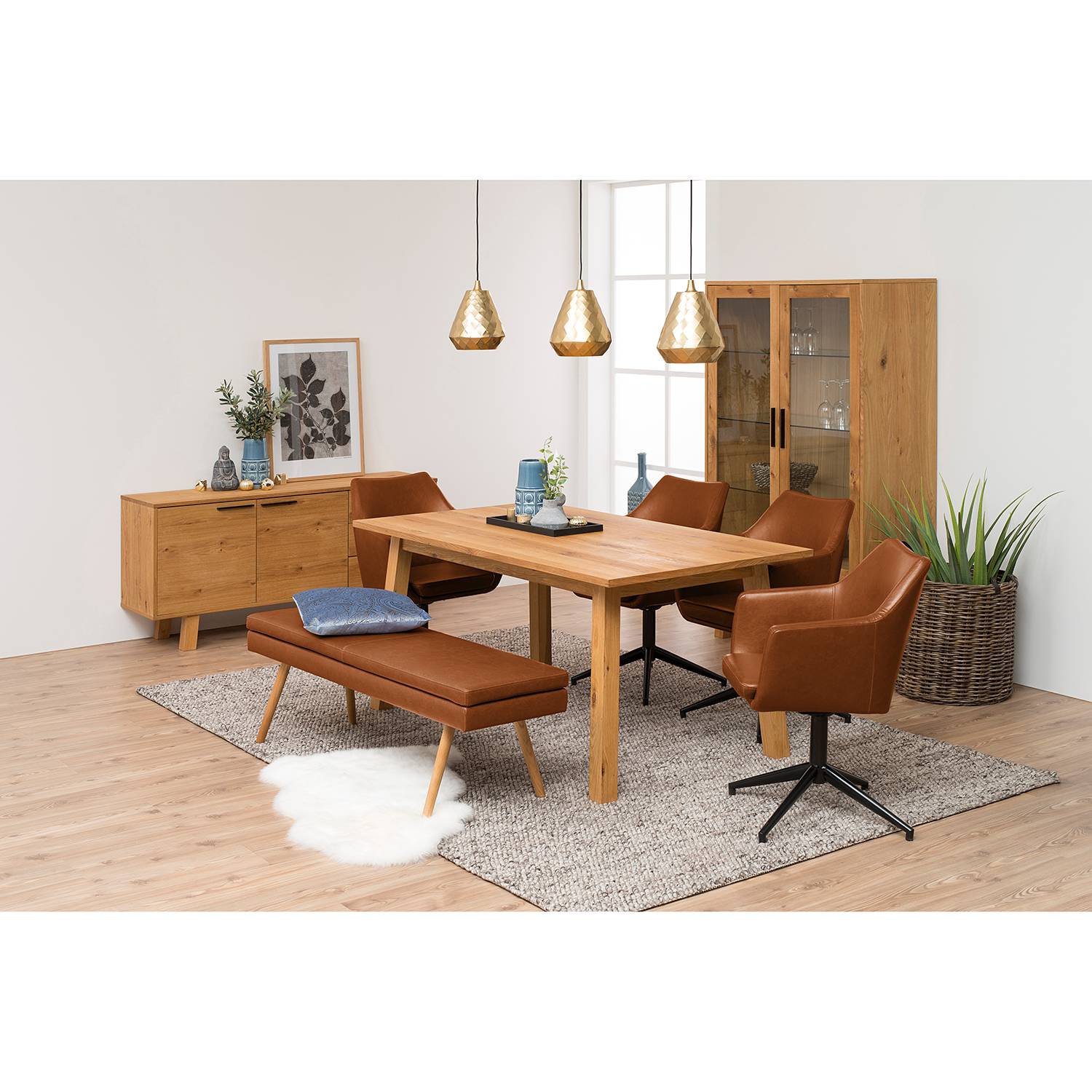 Sitzbank Nicholas Kunstleder Cognac
