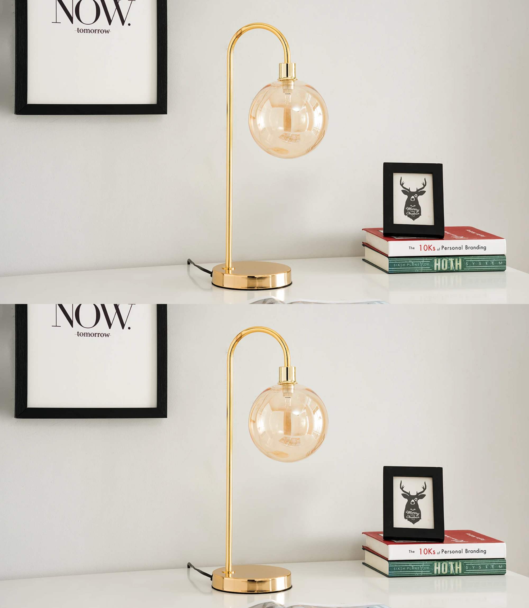 Tischlampe 1-flammig Glas Metall