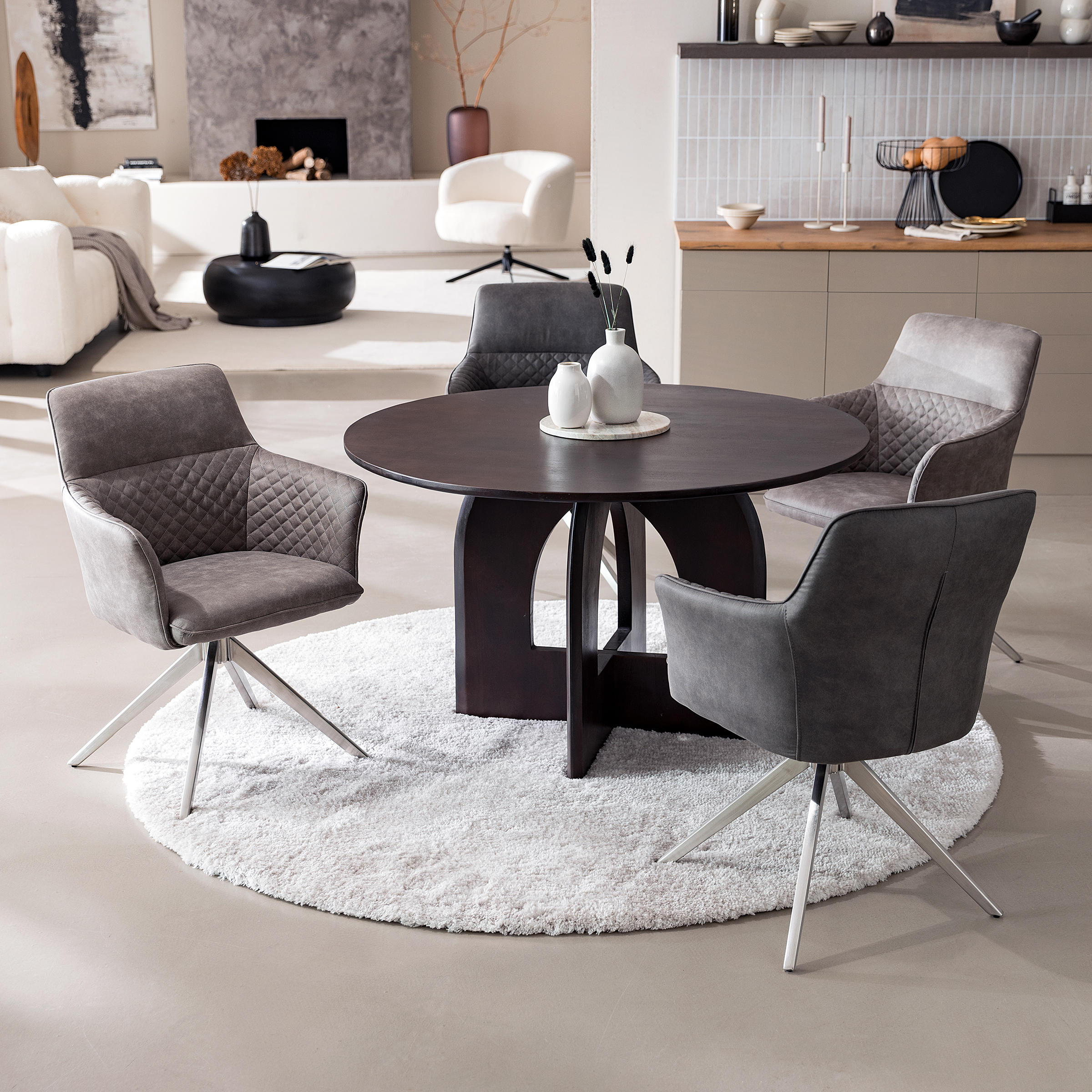 Armchair YEVOY Set of 2 Microfiber Dark Gray