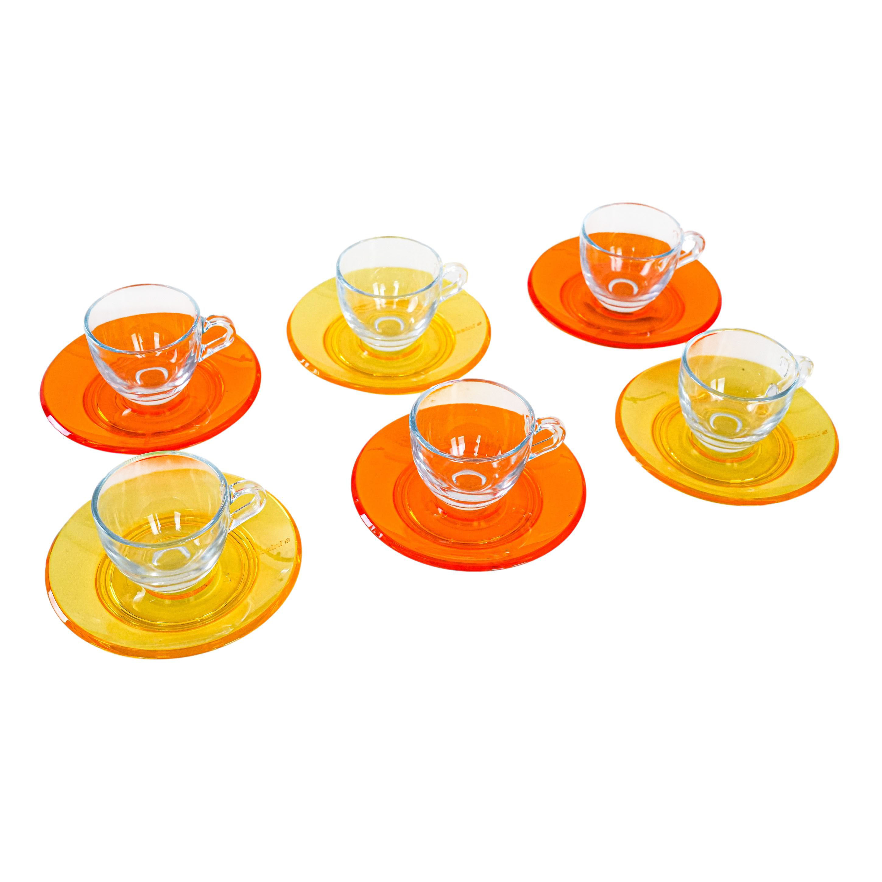 Glass Cup Set Multicolored 1970s