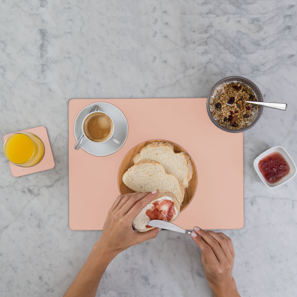 Placemat Rectangular 100% Recycled Leather Pink