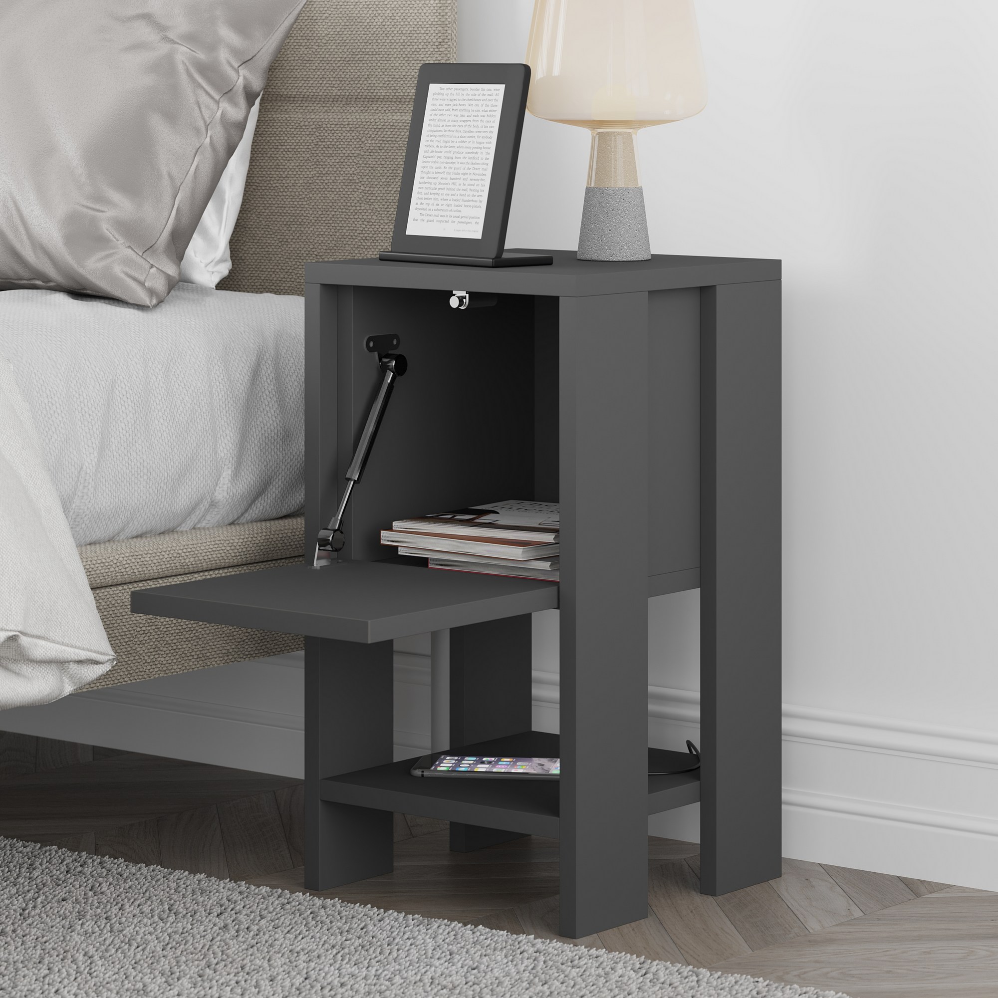 Ema Anthracite Bedside Table