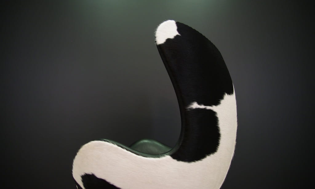 Egg Sessel Leder Arne Jacobsen Weiß Schwarz 