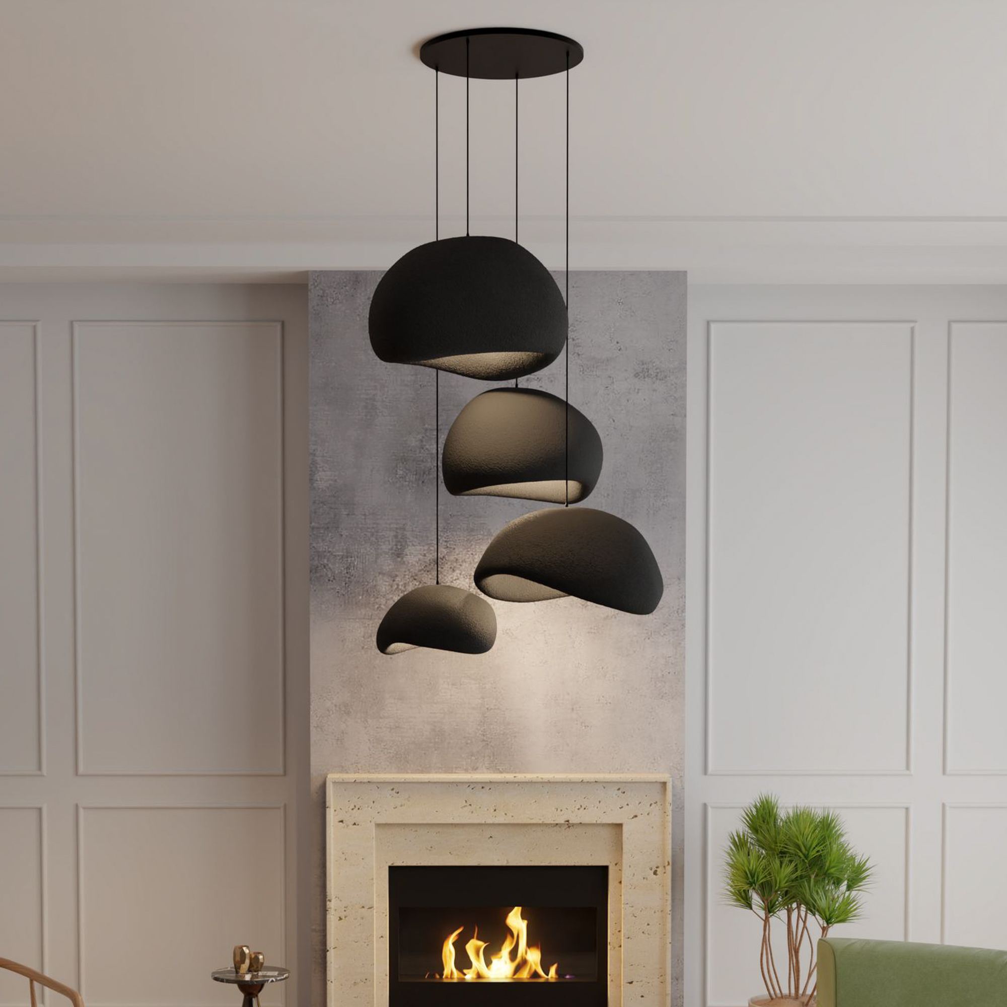 4-Flammig Wabi Sabi Sabi Glows Pendelleuchte Schwarz