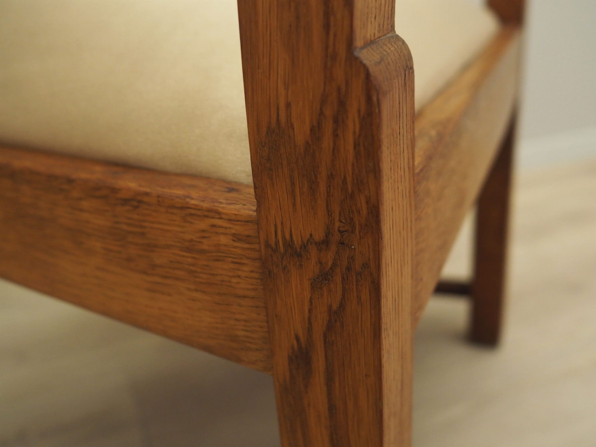 Vintage Armchair Oak Velvet Brown 1950s