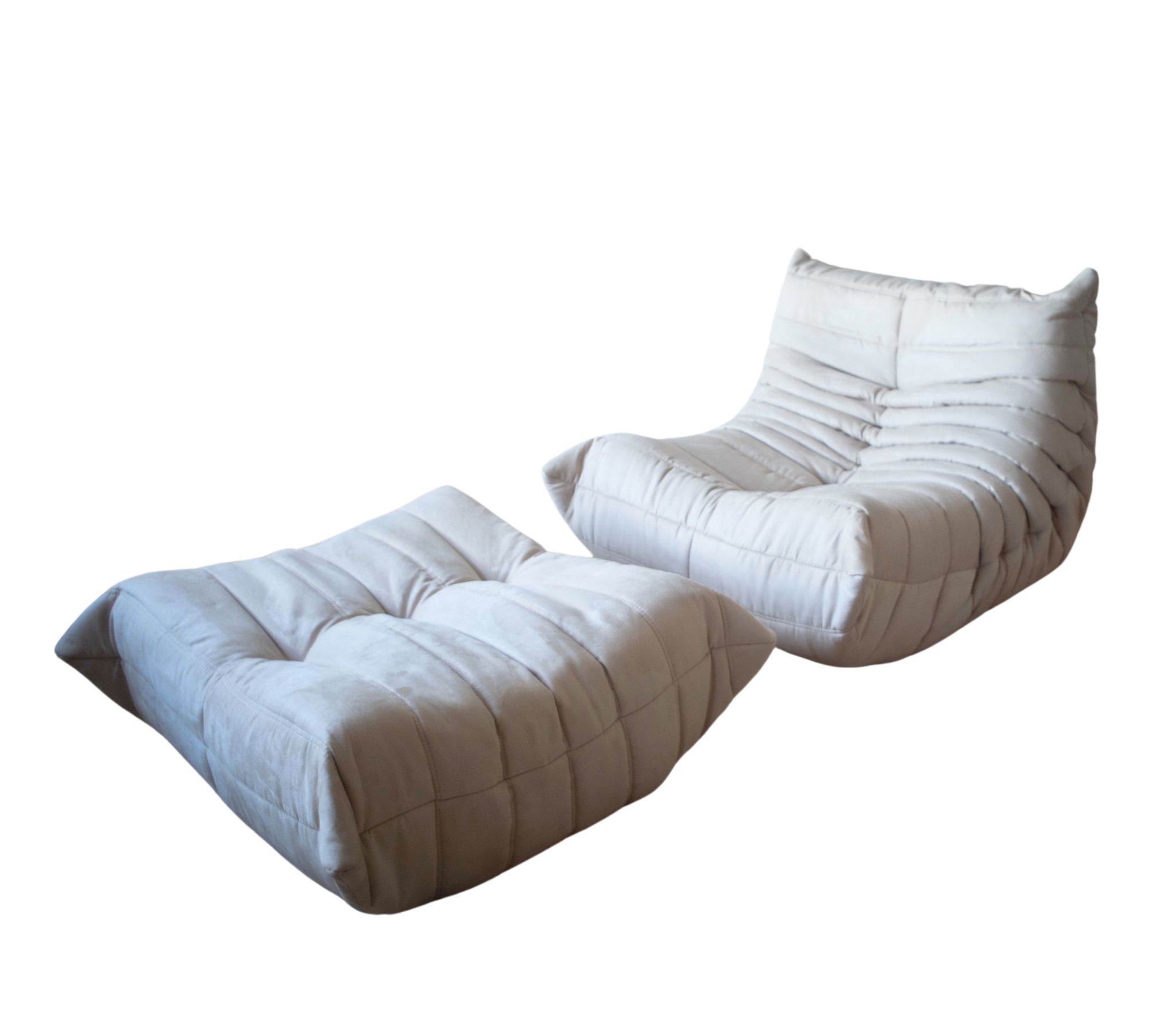 Togo Armchair and Ottoman Faux Leather Light Beige