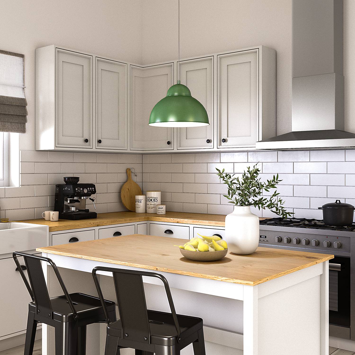 Pendant lamp Anda Iron 1-light Green