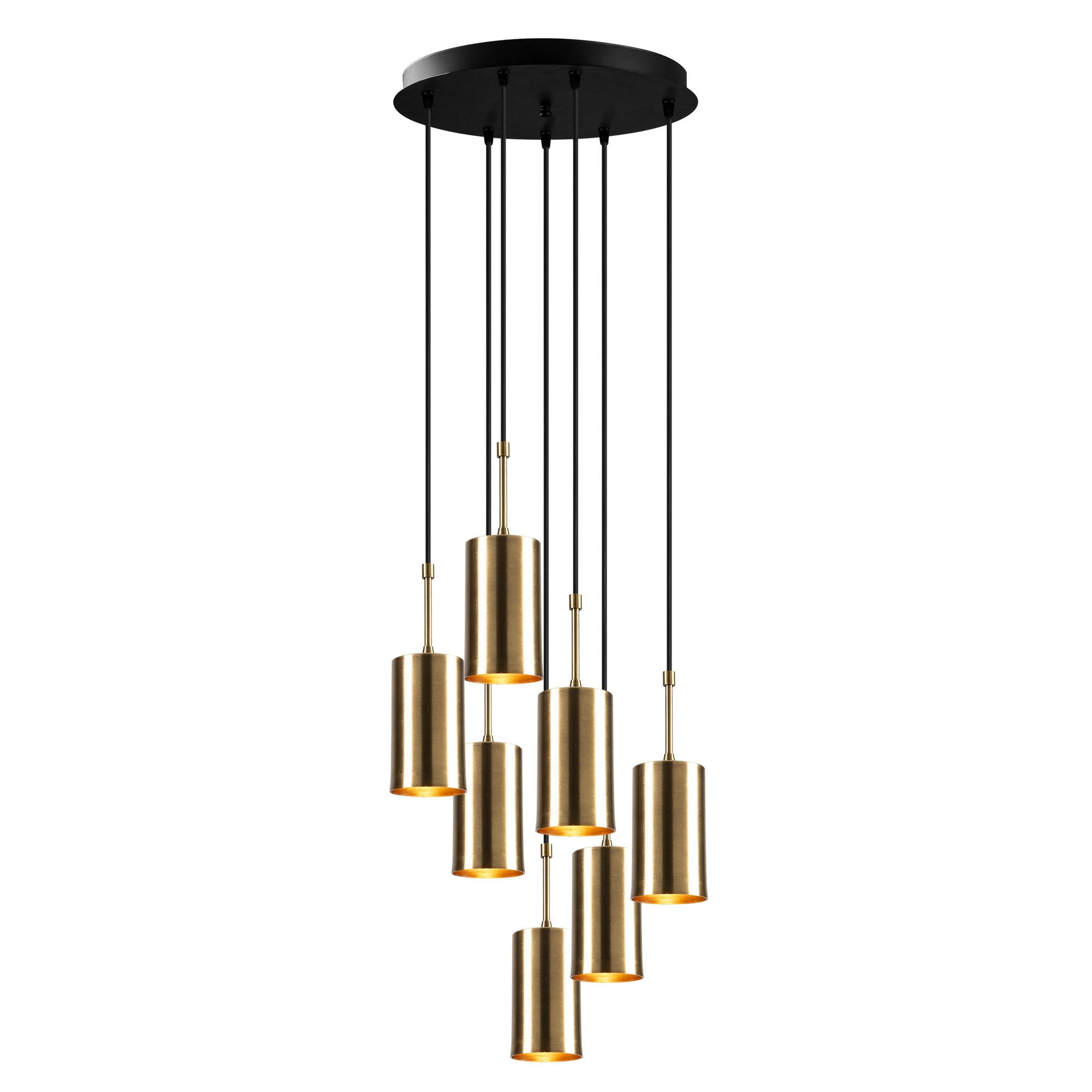 Pendant lamp 7 elements Height adjustable Metal Gold