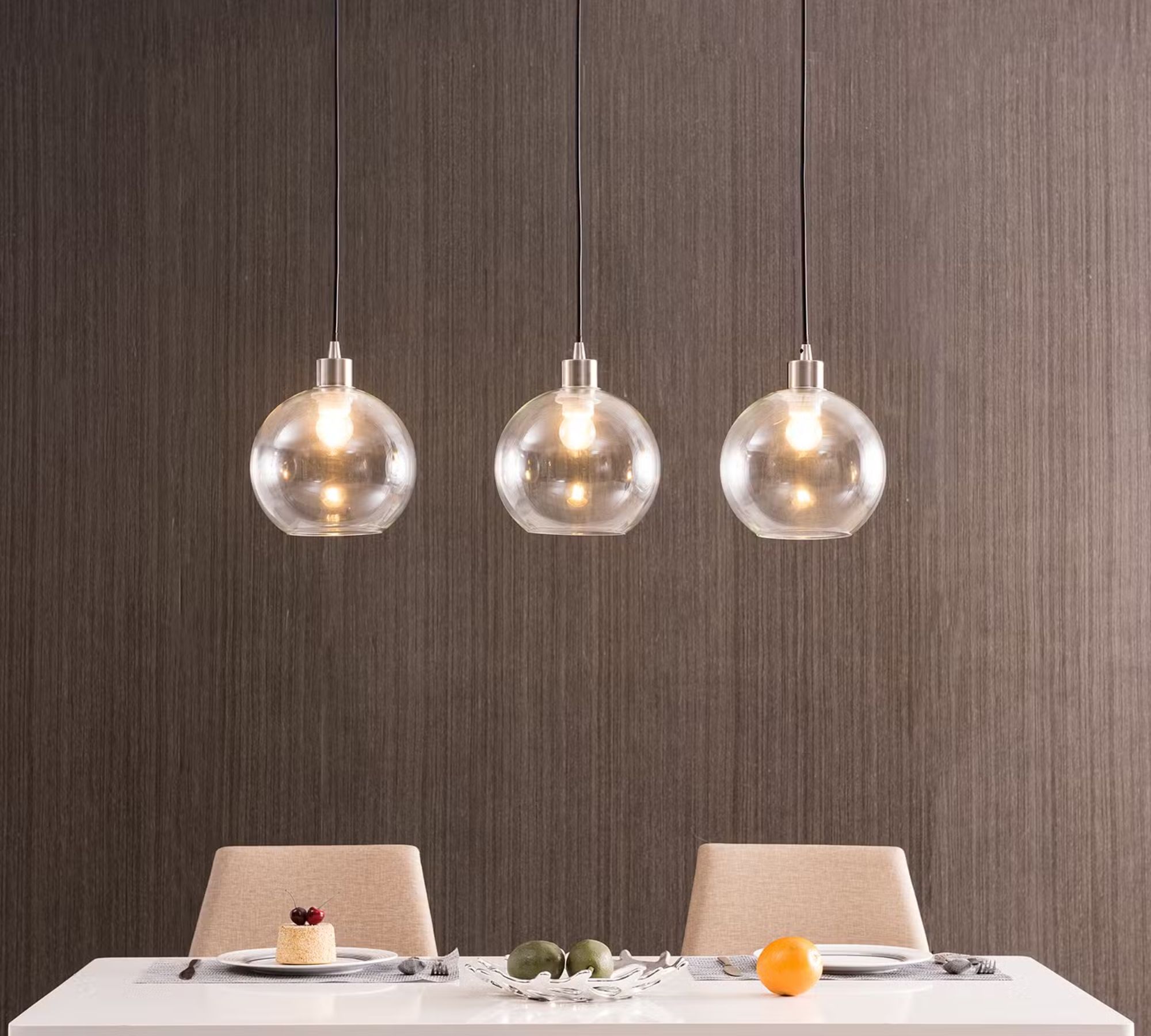 Pendant lamp Elven Glass / Iron 3-bulb