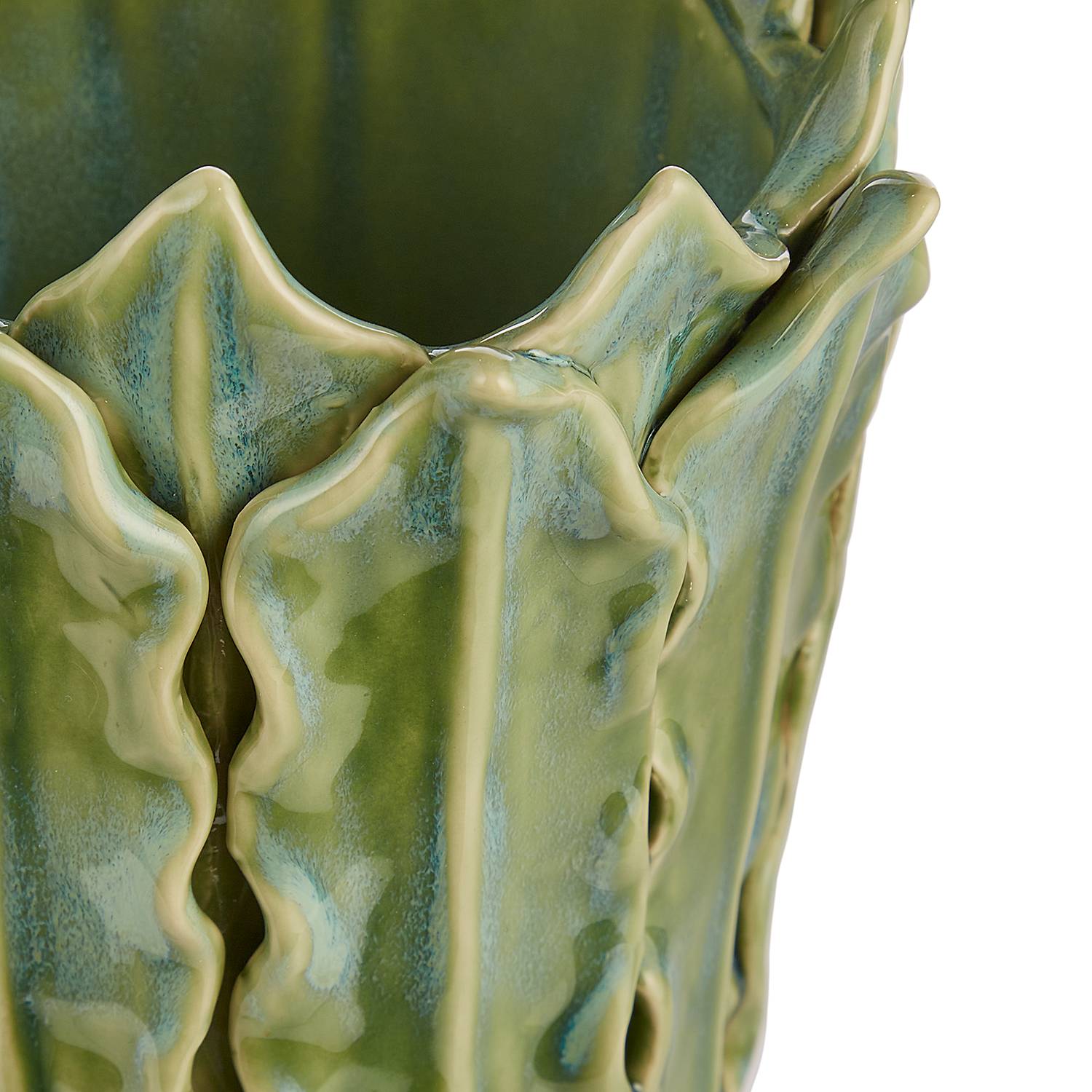 Vase GAIA Blätter Steingut Grün