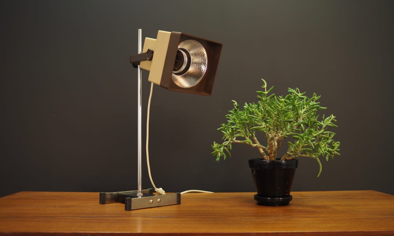 Vintage Table Lamp Metal Plastic Cream 1960s