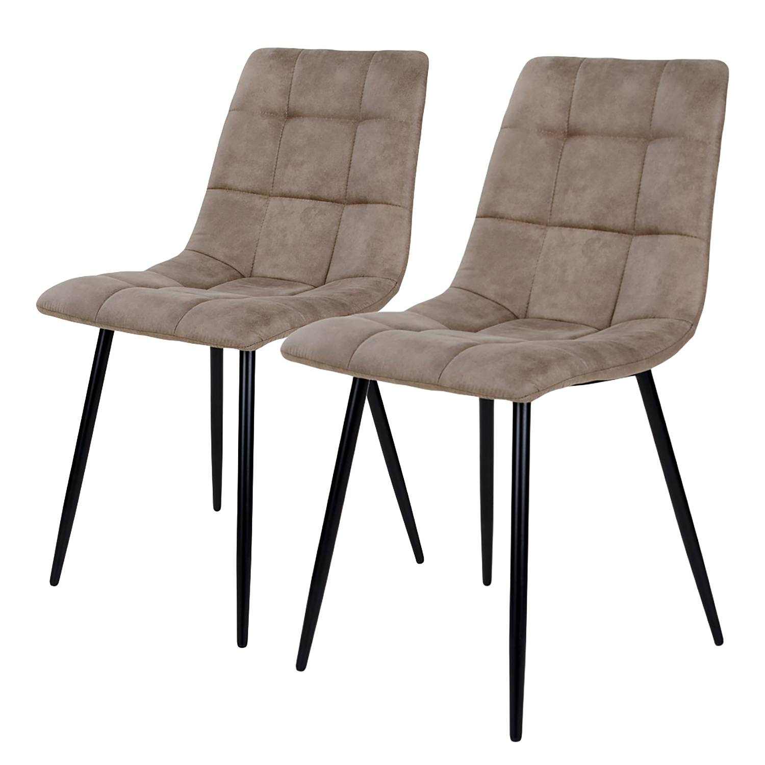 2x Esszimmerstuhl Molde Mikrofaser Metall Hellbraun