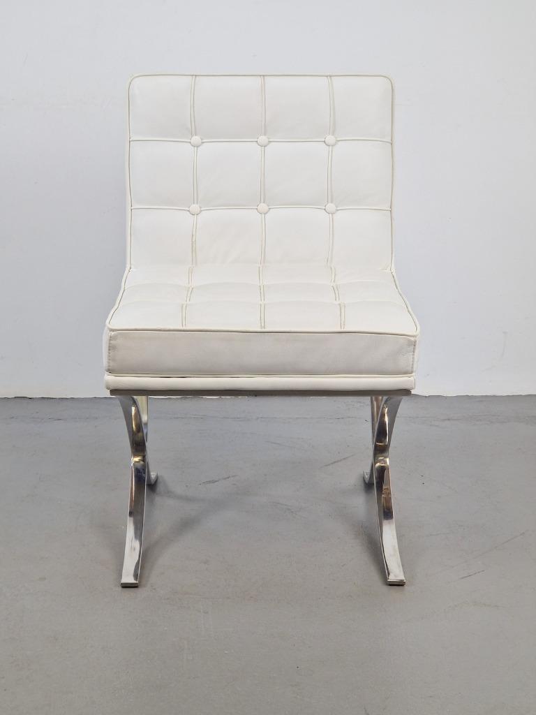 Vintage Stuhl Metall Kunstleder Weiß 