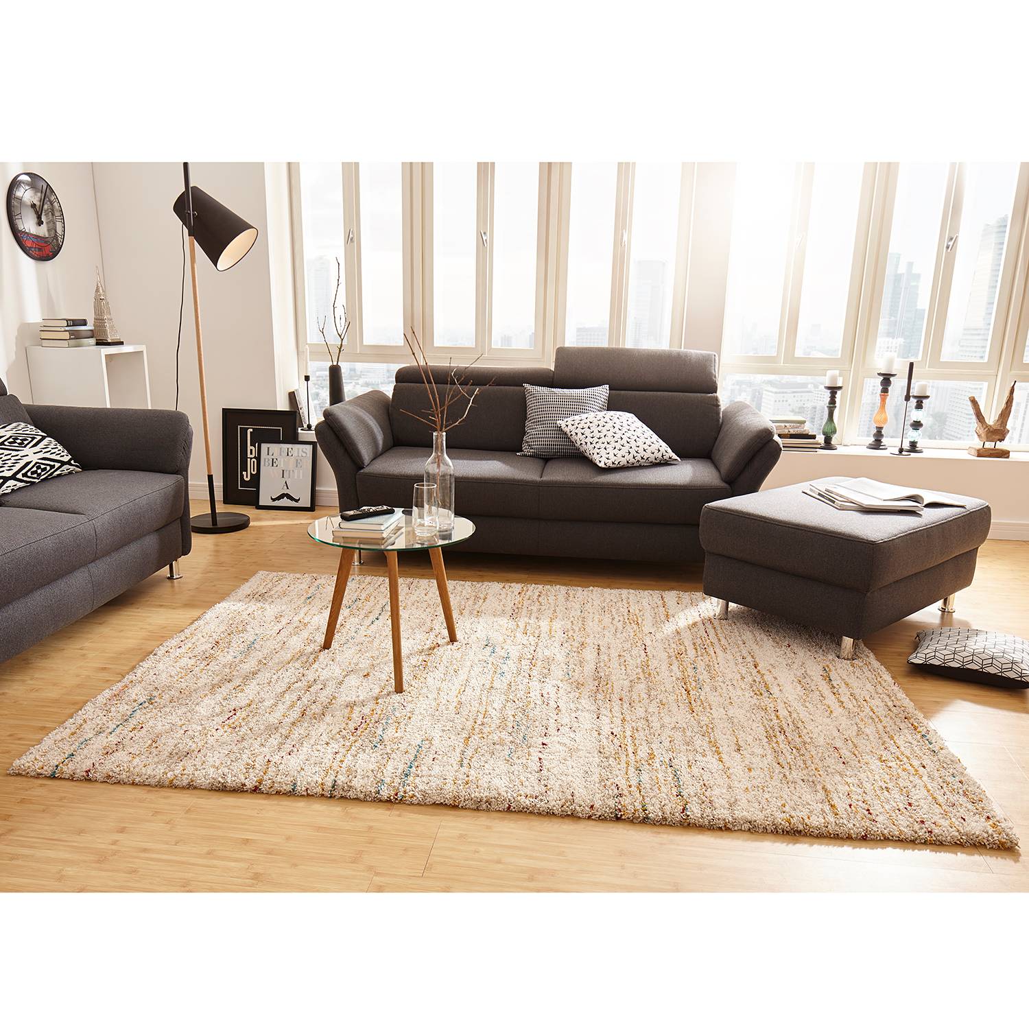 Chic Teppich Kunstfaser Beige 80 x 150 cm