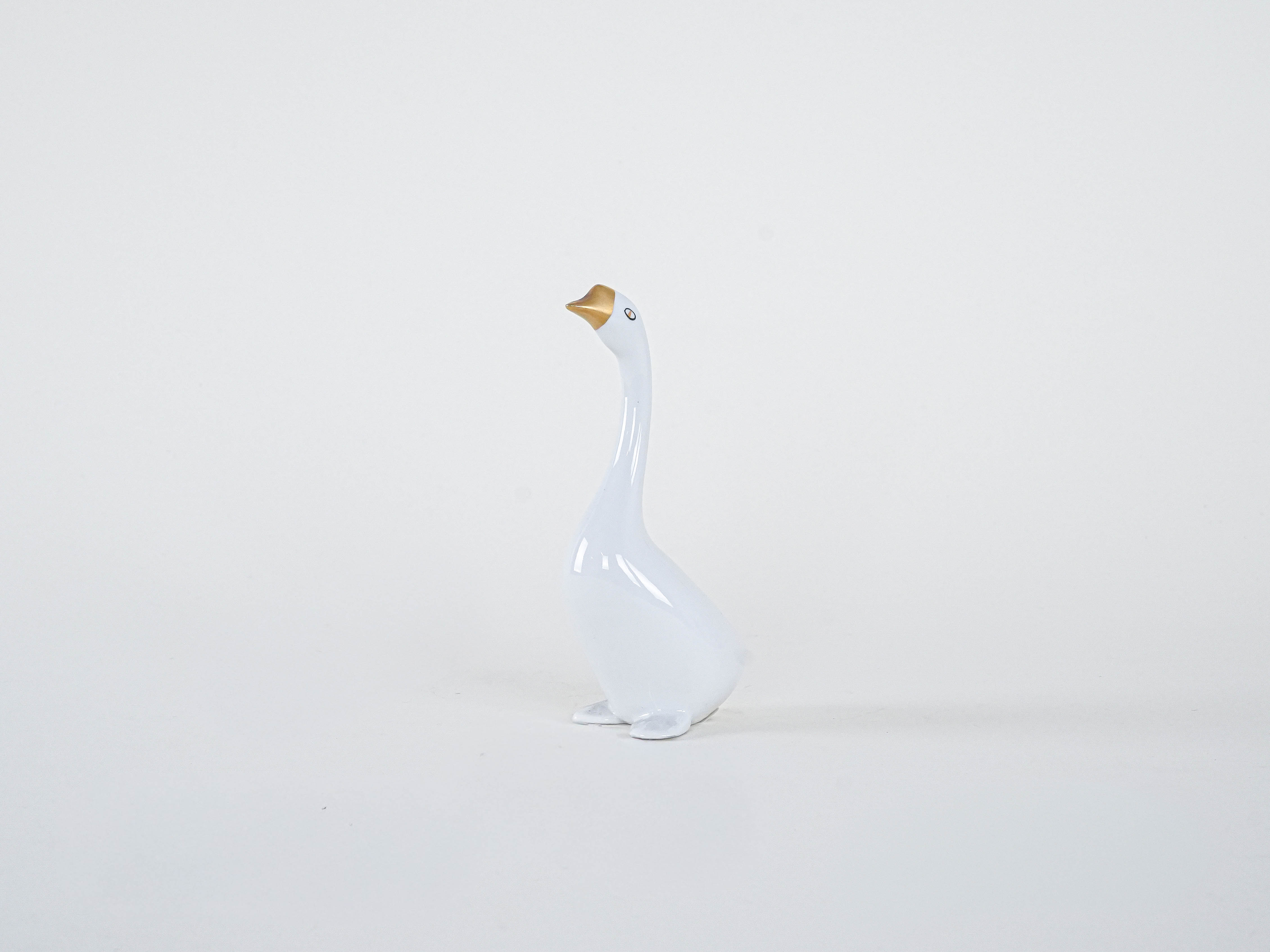 Porzellan-Gänsefigur Weiß 1960er Jahre