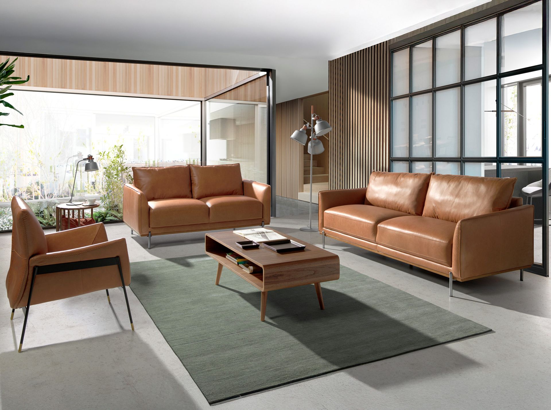 3-Sitzer Sofa in braunem Leder 6130