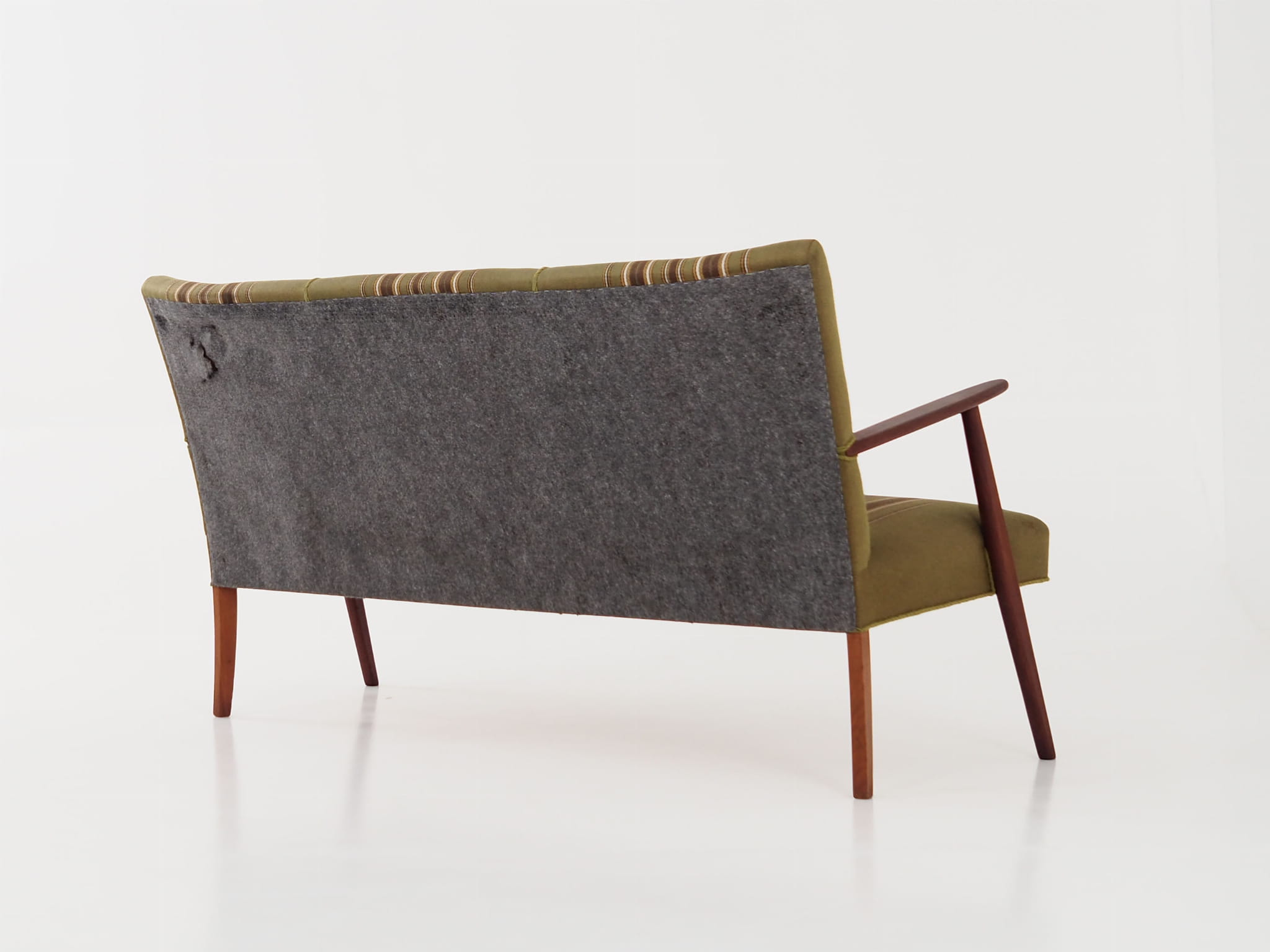 Vintage Sofa Teakholz Textil Grün 1960er Jahre 