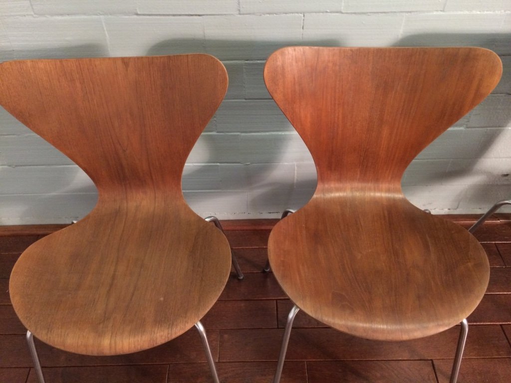 4x Vintage Arne Jacobsen 3107 Stuhl Schichtholz Braun