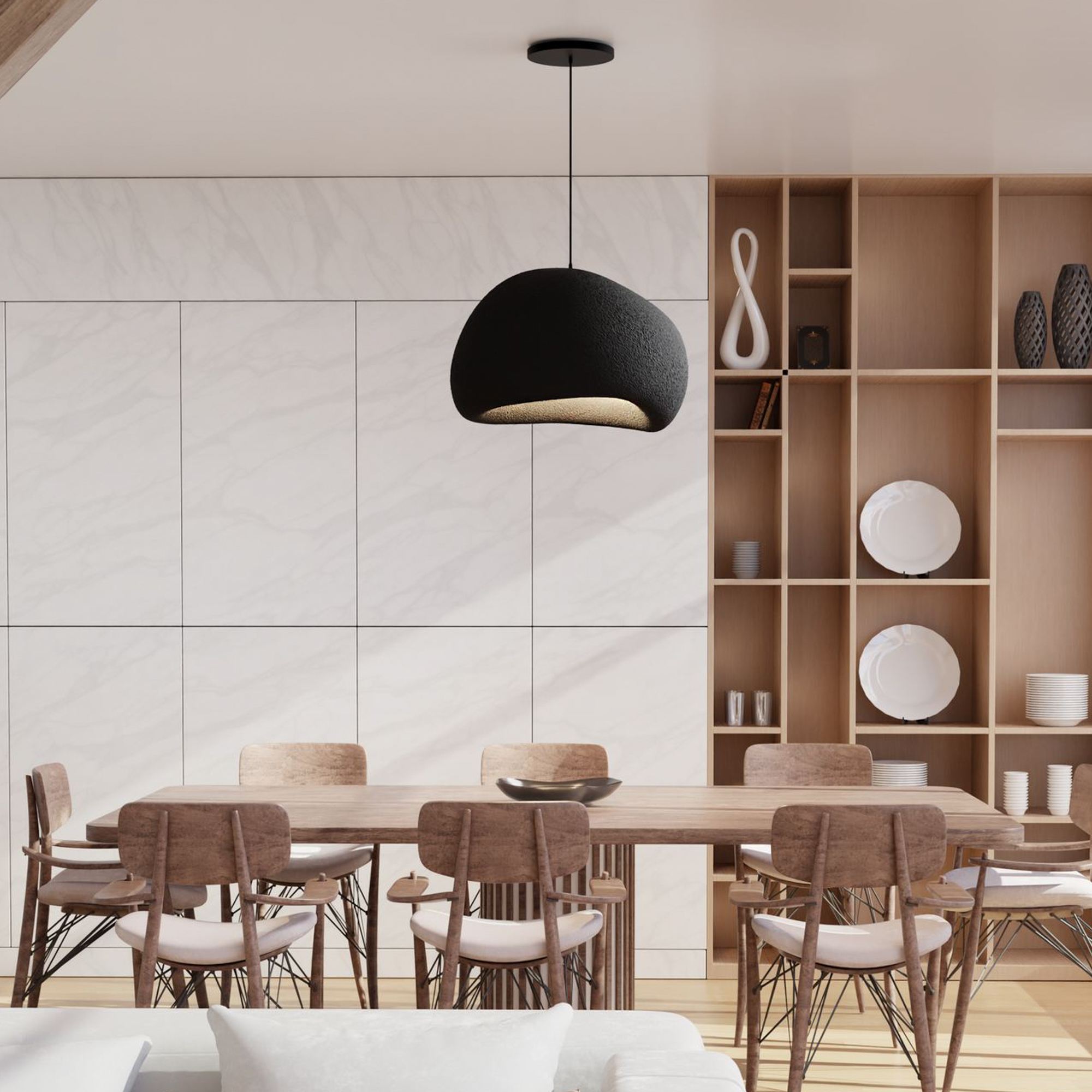1-Flammig Wabi Sabi Kurai Pendelleuchte Schwarz