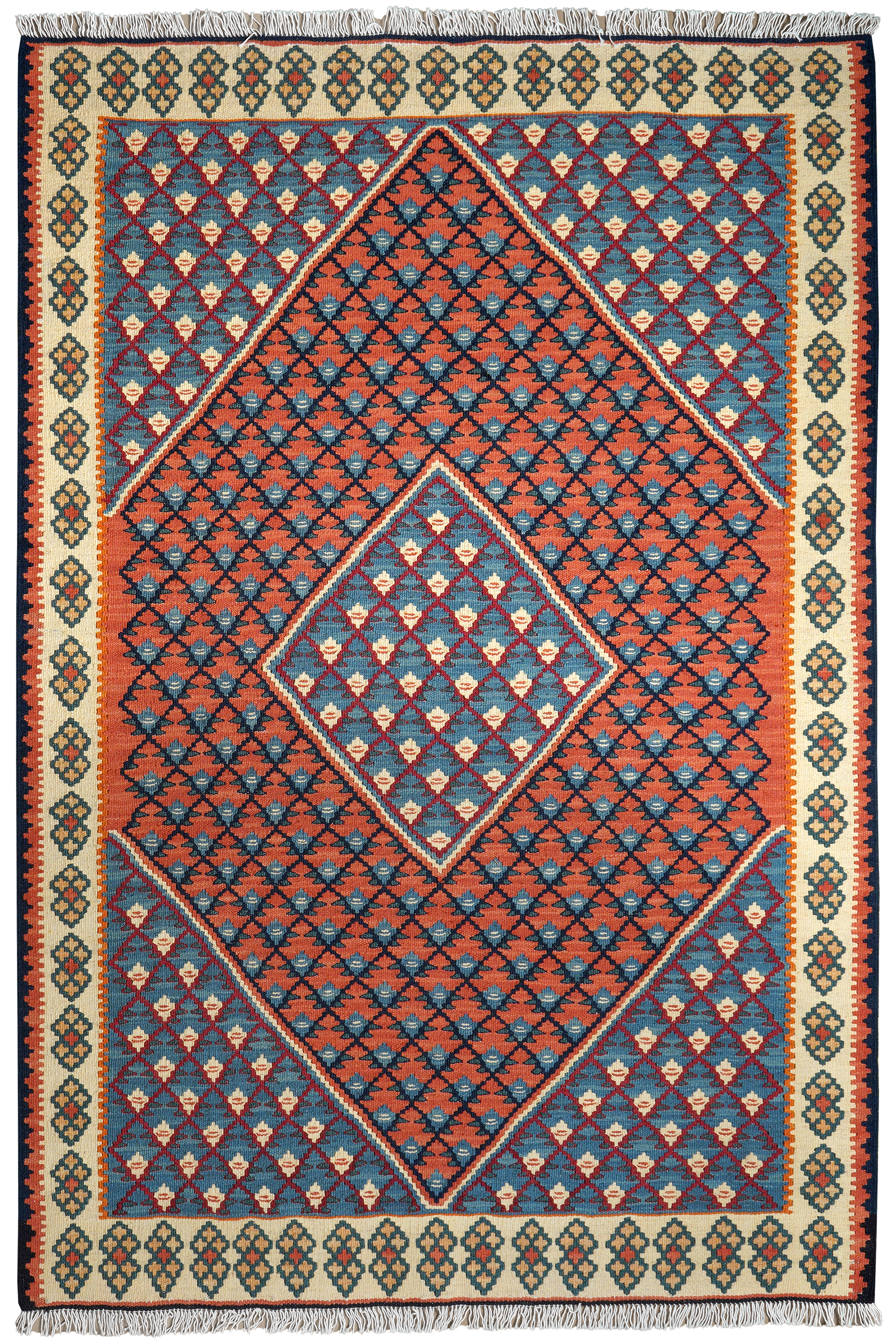 Kelim Senneh Teppich Wolle Rot