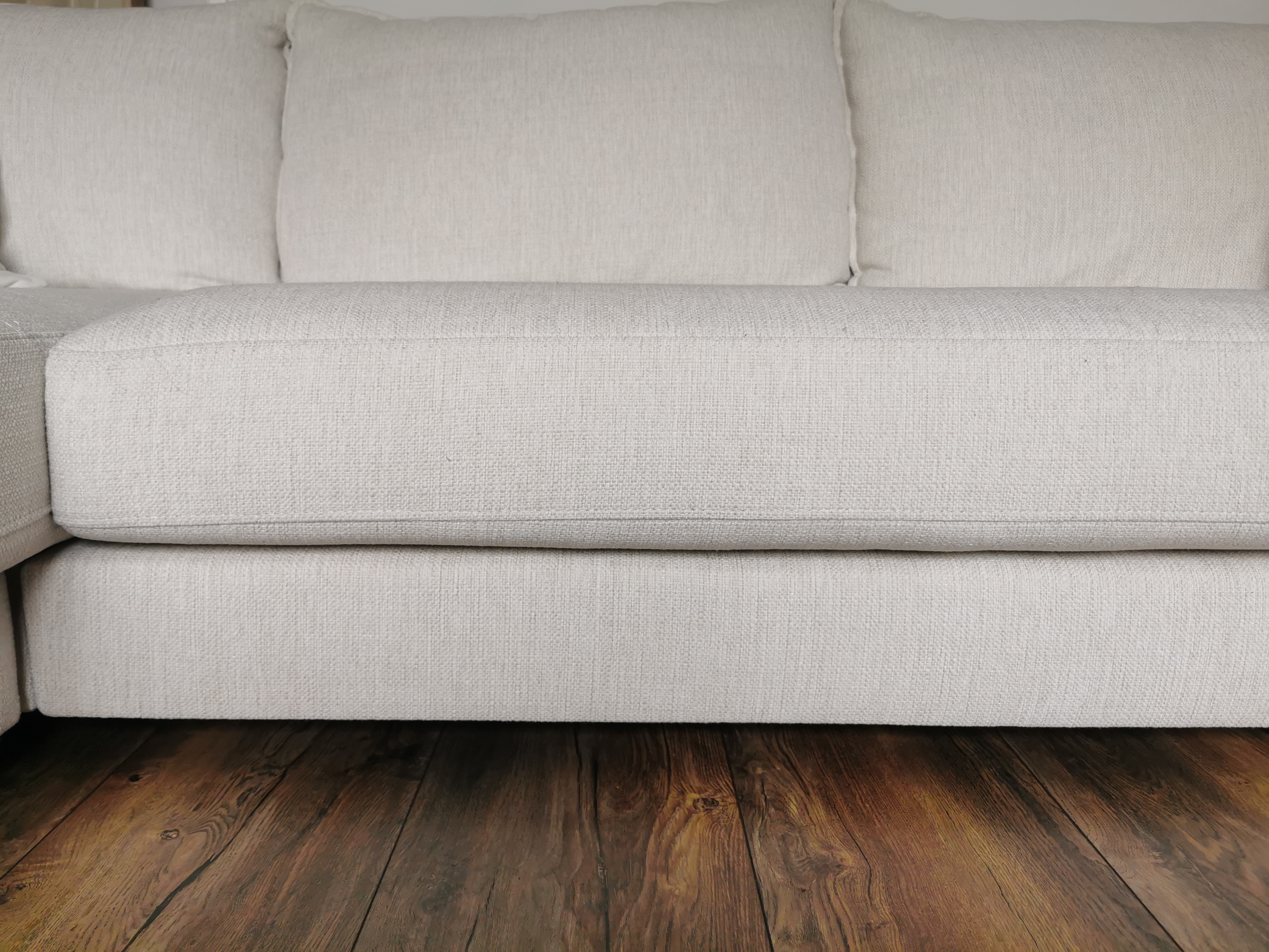Tribeca Ecksofa Links Stoff Weiß Creme