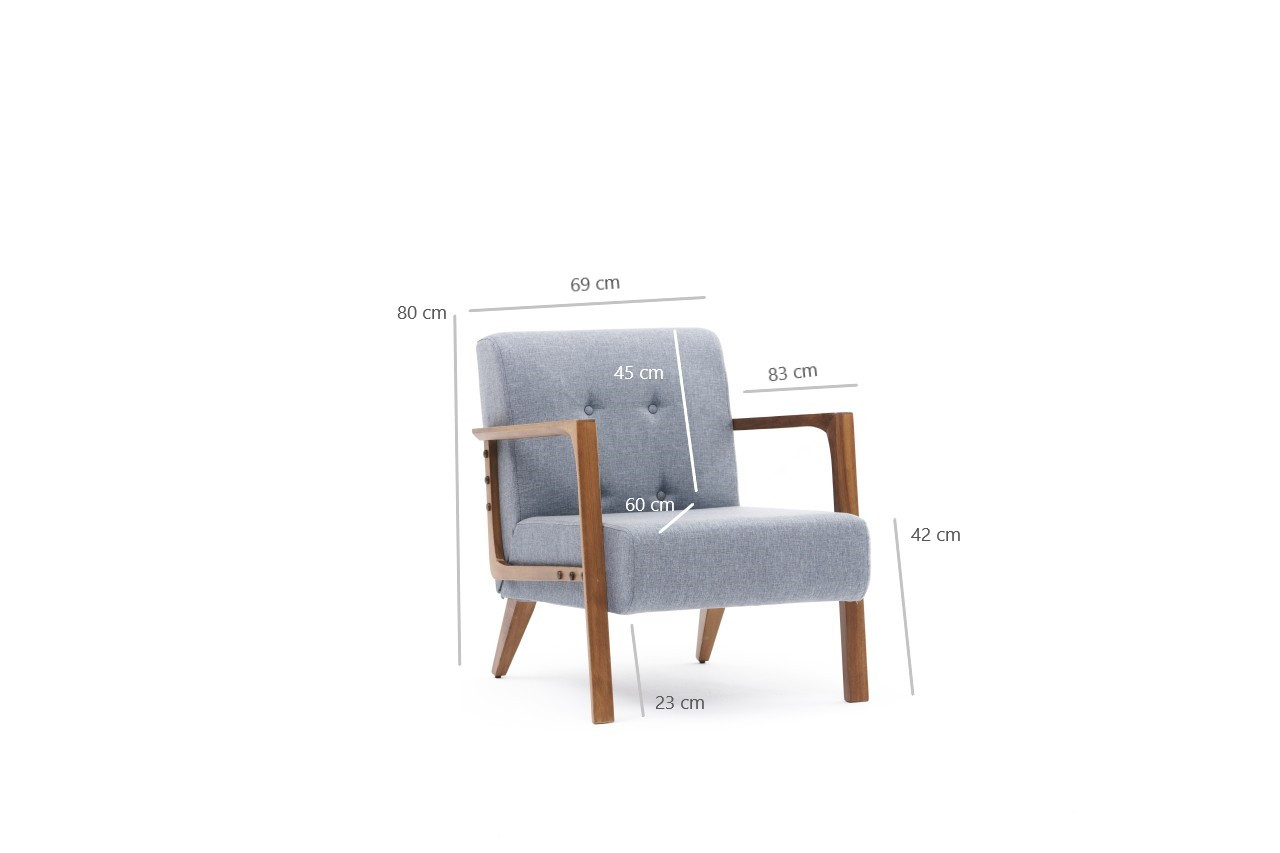 Kemer Armchair Wood Veneer Light Blue