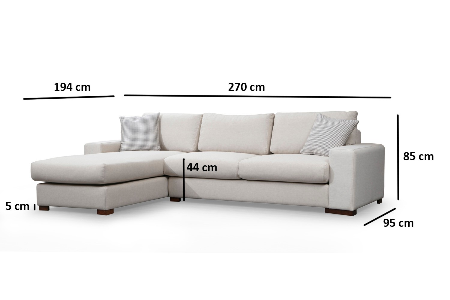 Modernes Sofa Récamiere Links Weiß