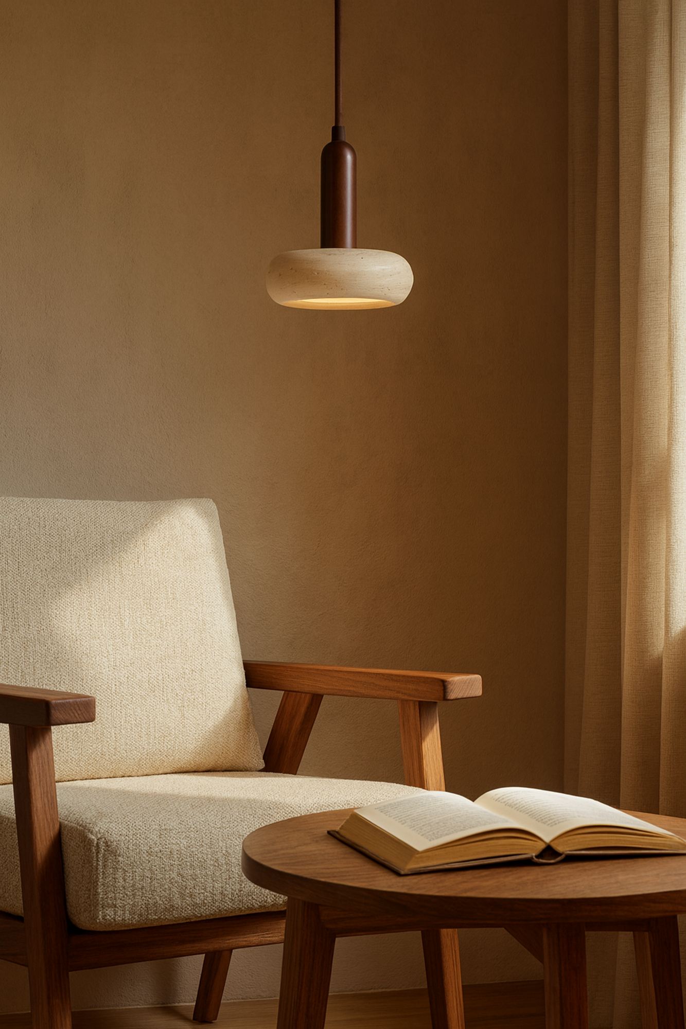 Worm Pendant Light Walnut Wood Brown