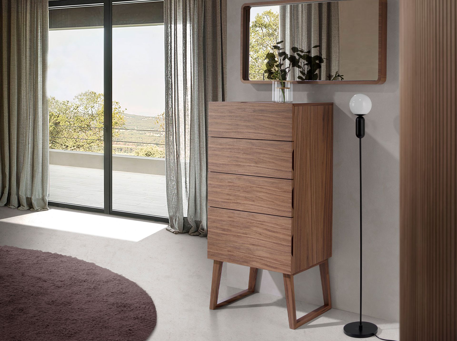 7024 Chiffonier Walnussholzfurnier Braun