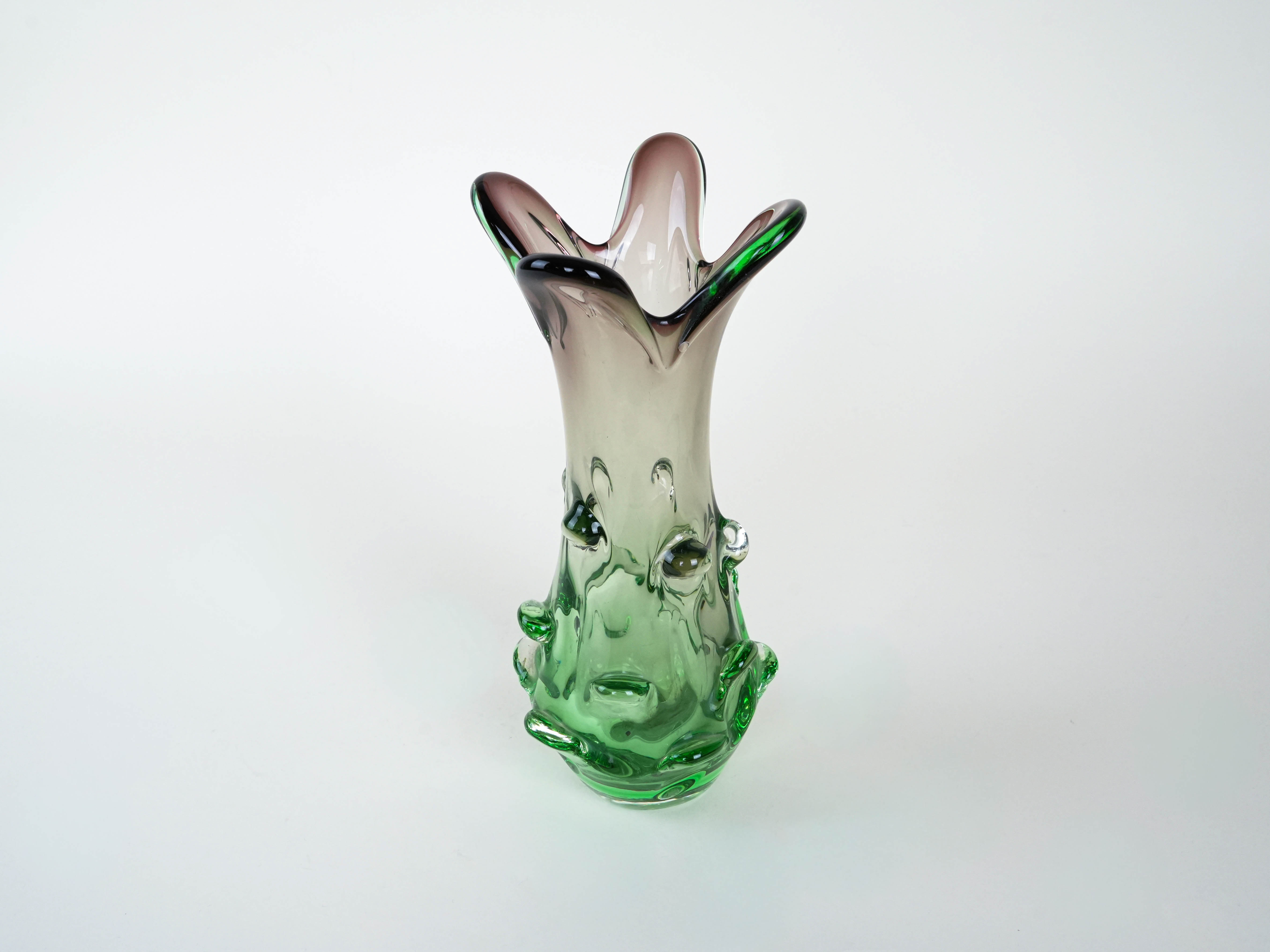 Vase Muranoglas Grün 1960er Jahre