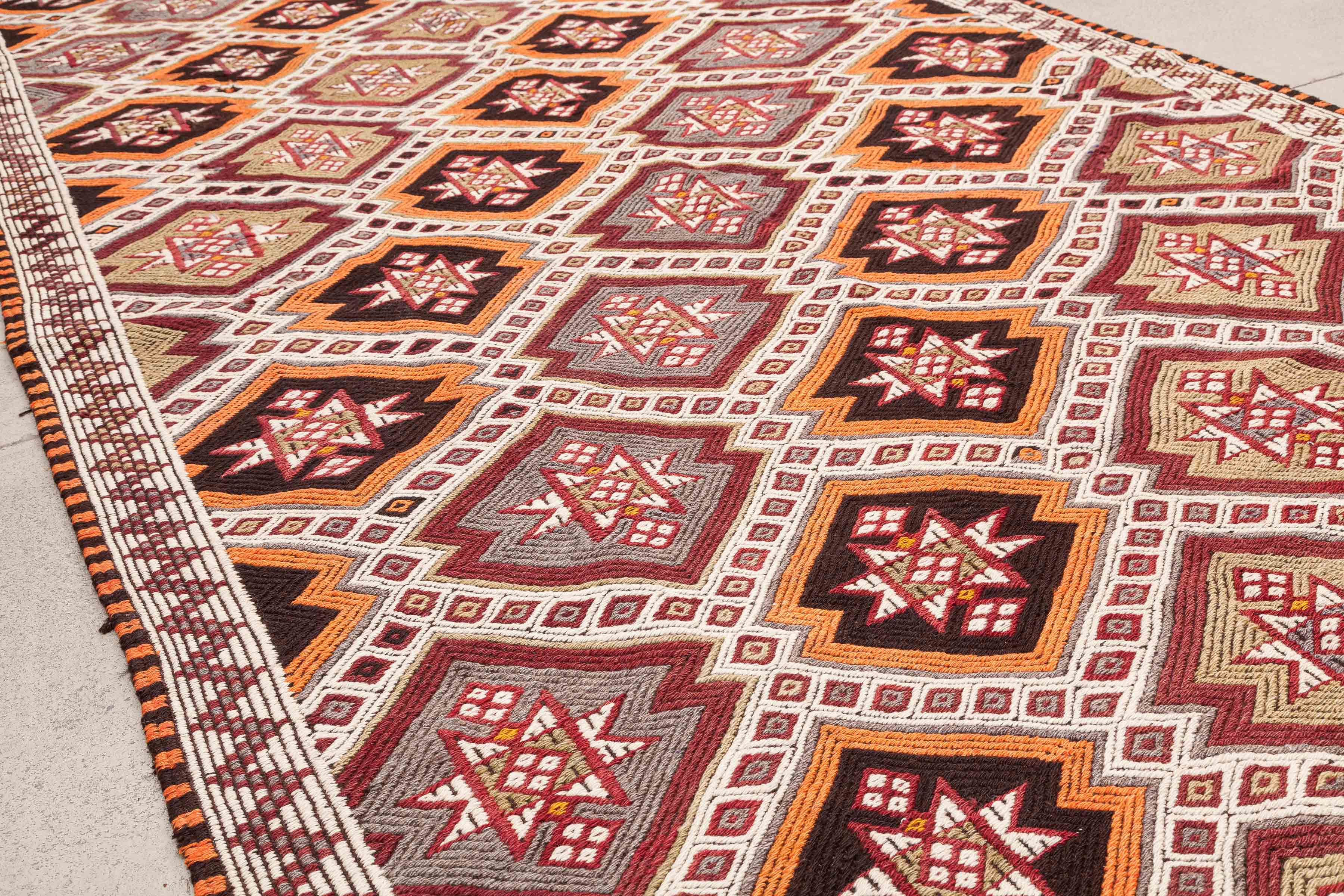 Vintage Kilim Teppich Wolle Mehrfarbig