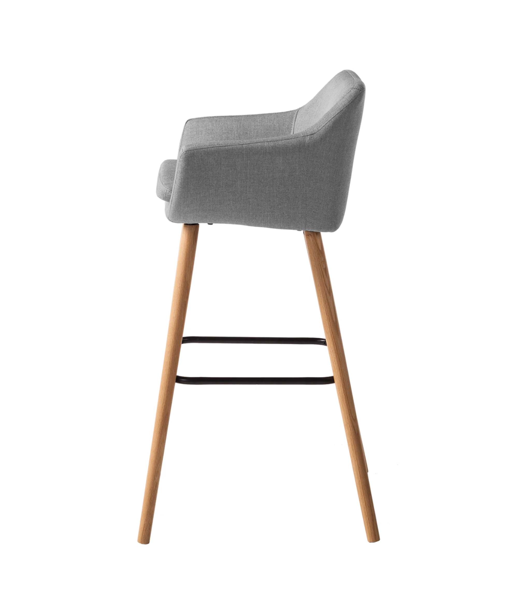 2x Barstuhl Textil Holz Grau