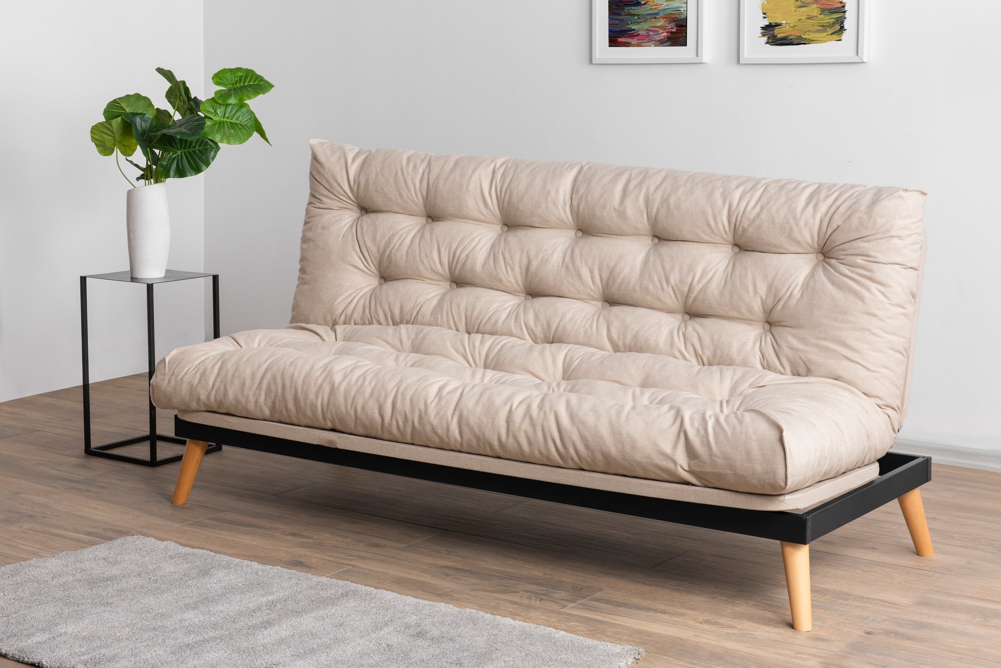 Saki Schlafsofa 3-Sitzer Creme