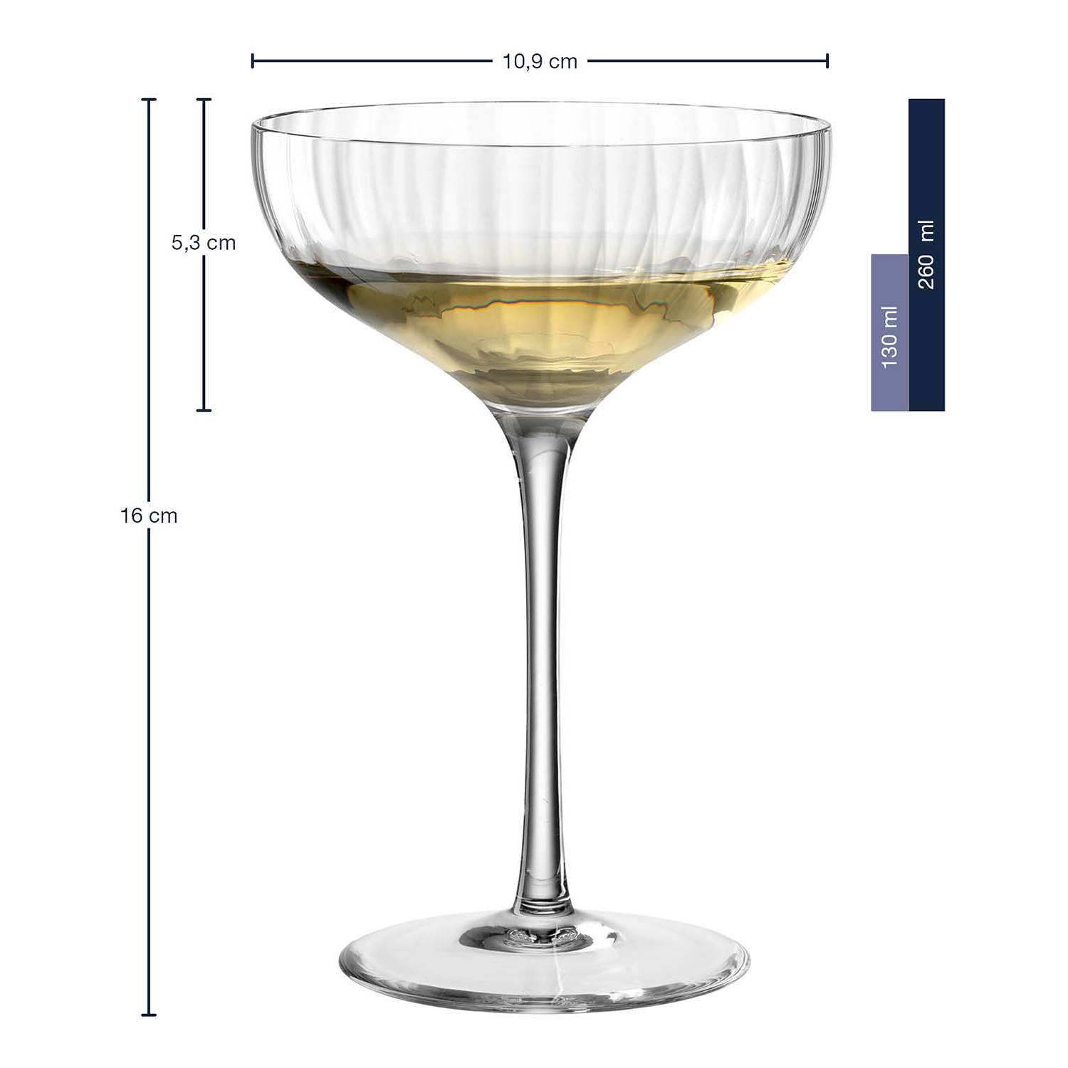 6x Champagnerschale Poesia Kristallglas Transparent