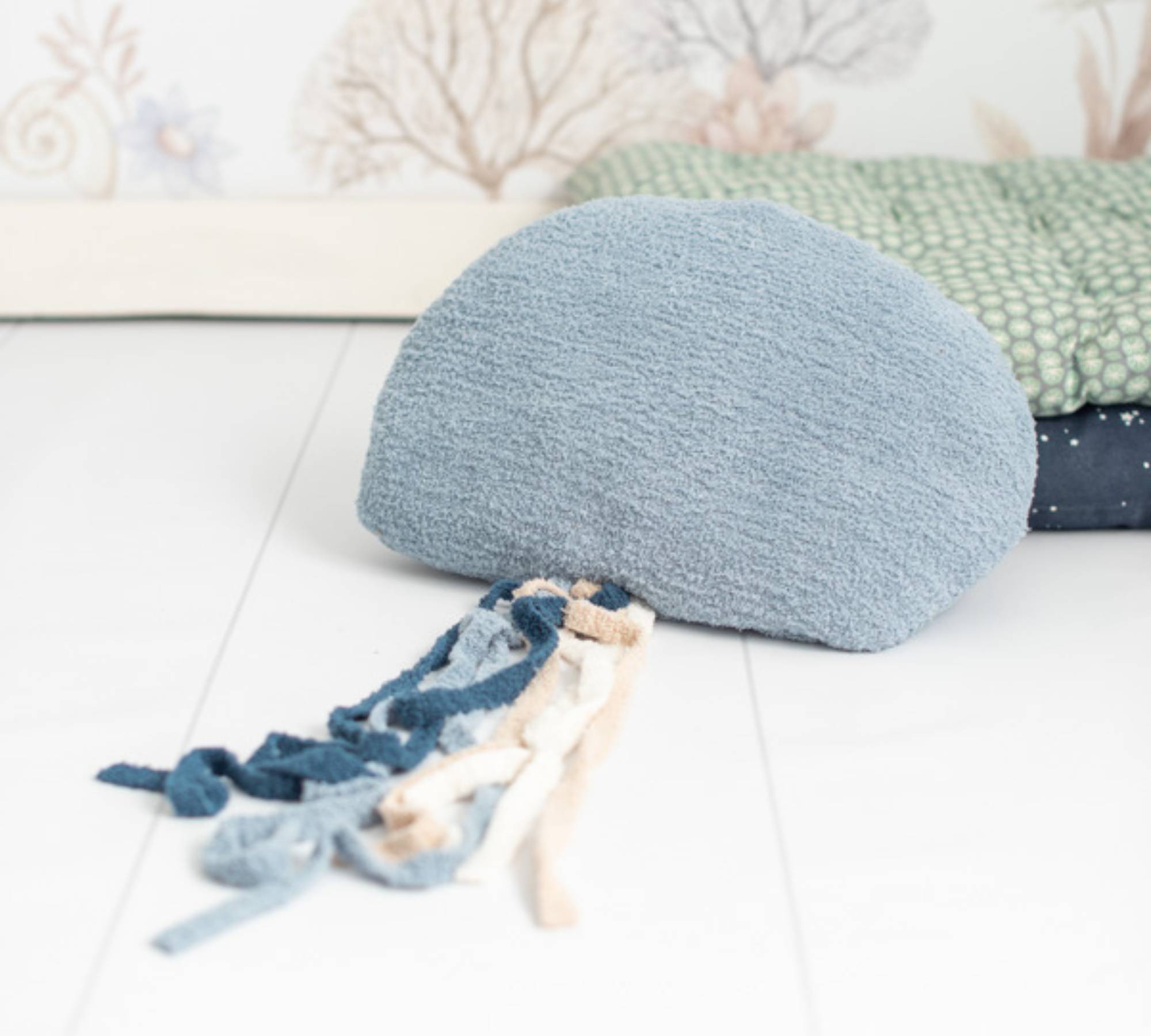 2x Jellyfish & Octopus Plush toy Cotton Blue White