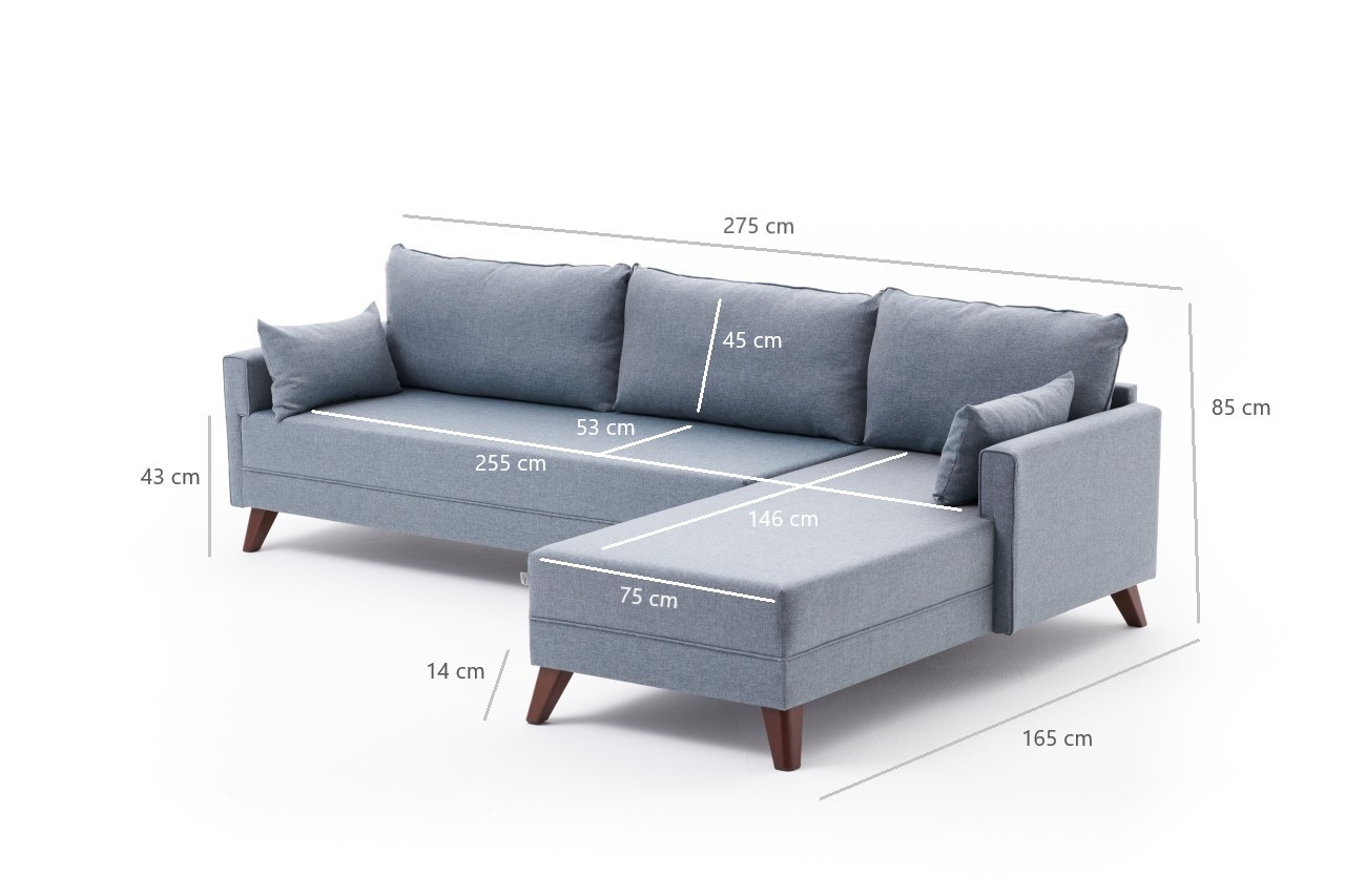 Bella Sofa Chaise Lounge Right Blue