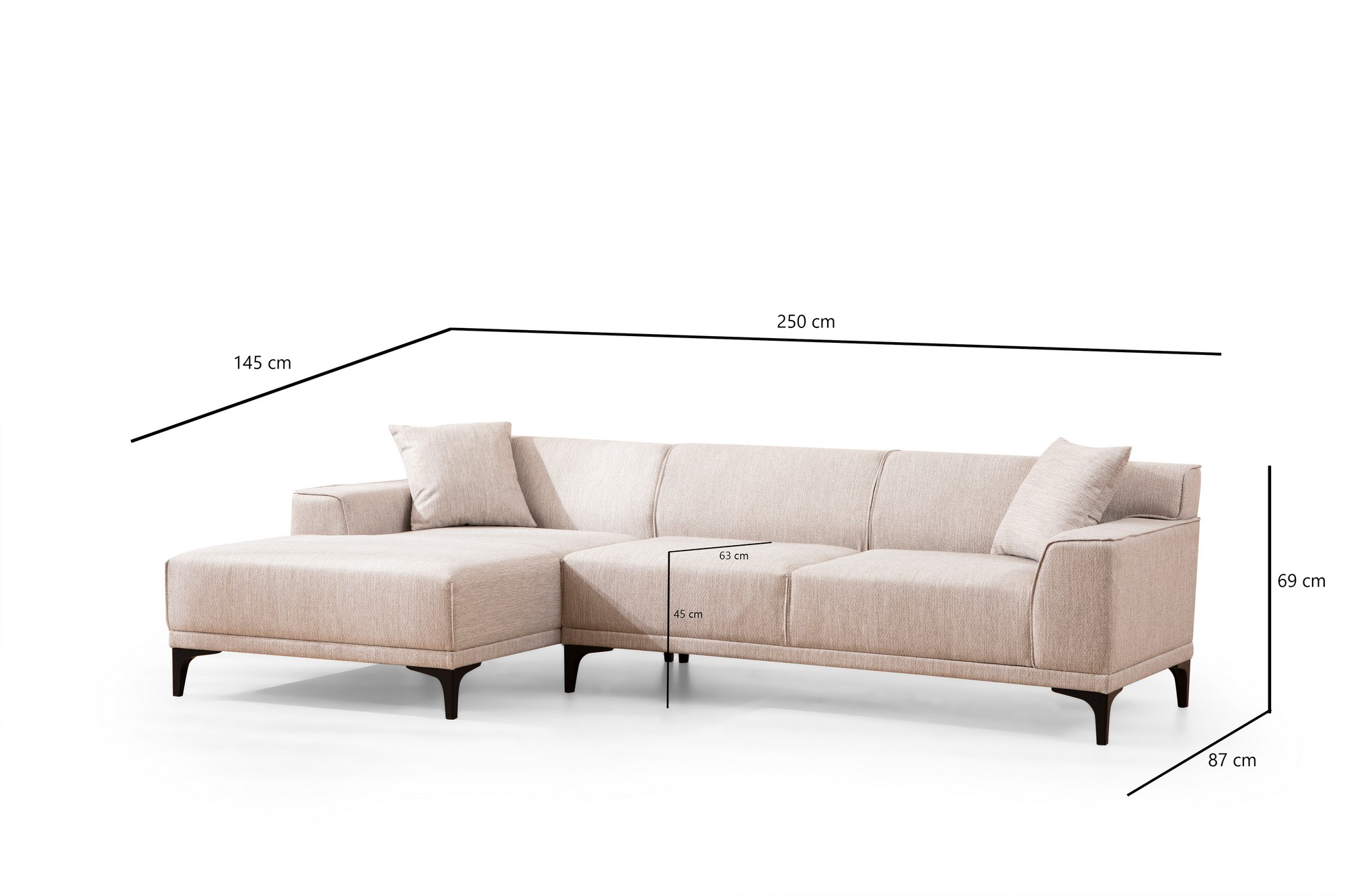 Petra L Corner Sofa White