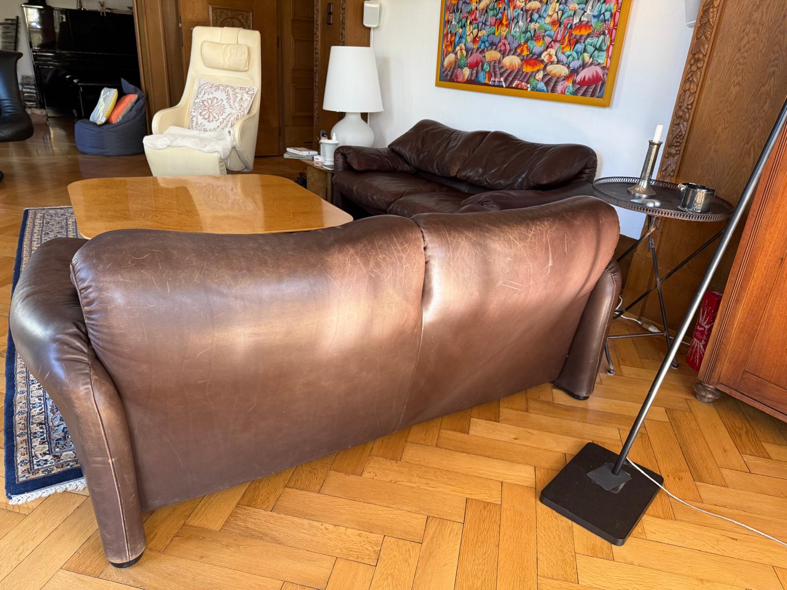 Maralunga Leather Two-Seater Brown