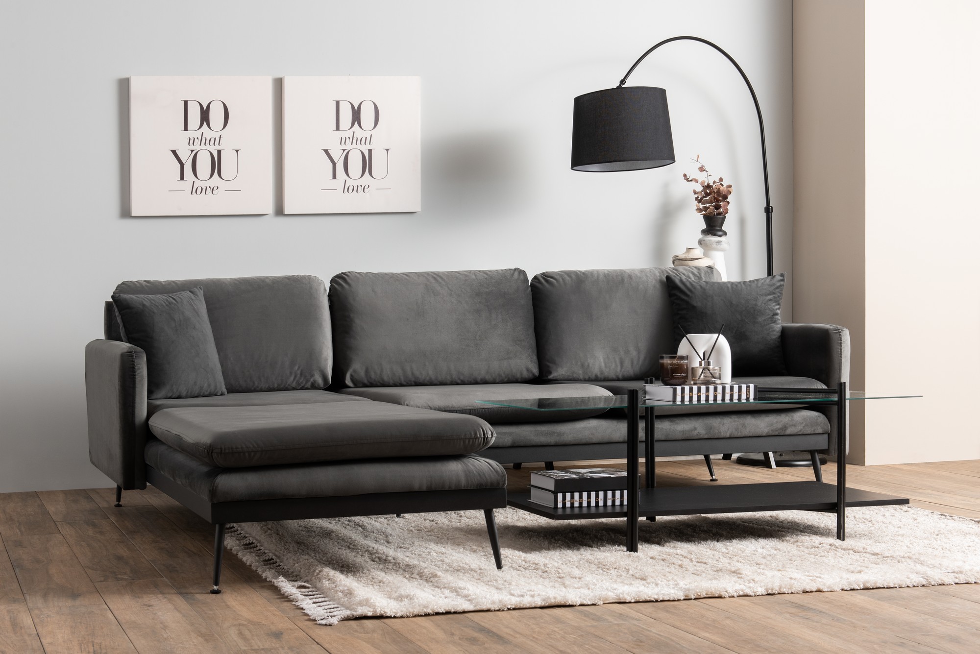 Reya Corner Sofa Charcoal