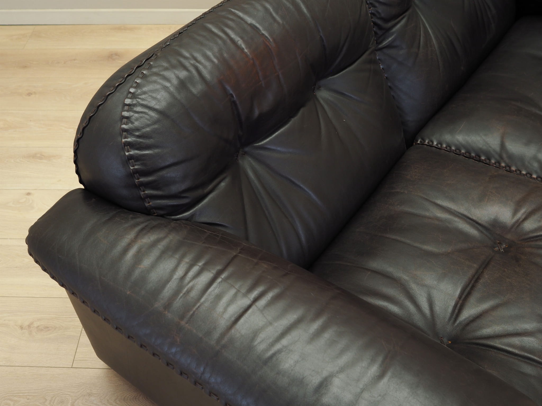 2-Sitzer Sofa Leder Dunkelbraun 1970er Jahre