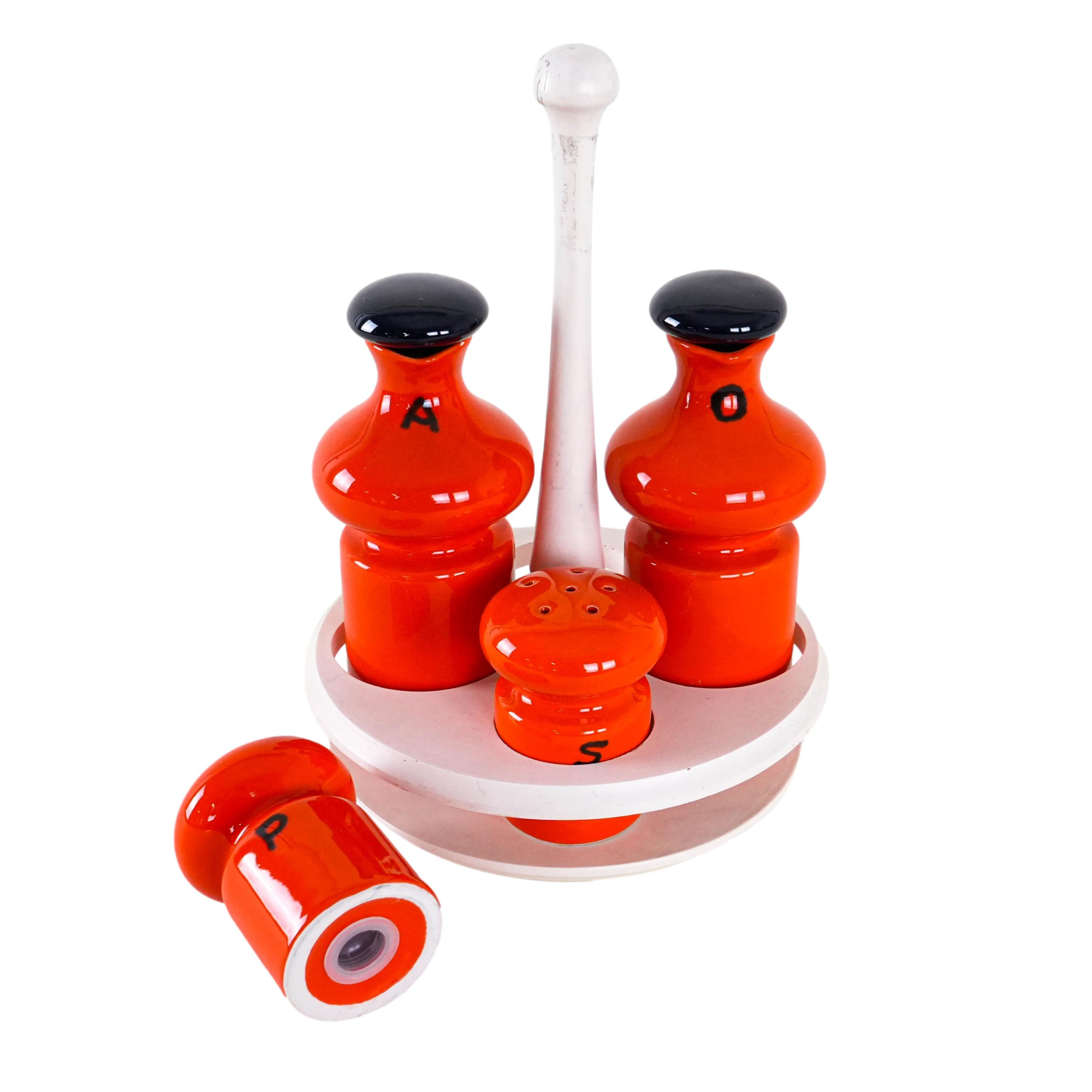 Ceramic spice set red 1960s