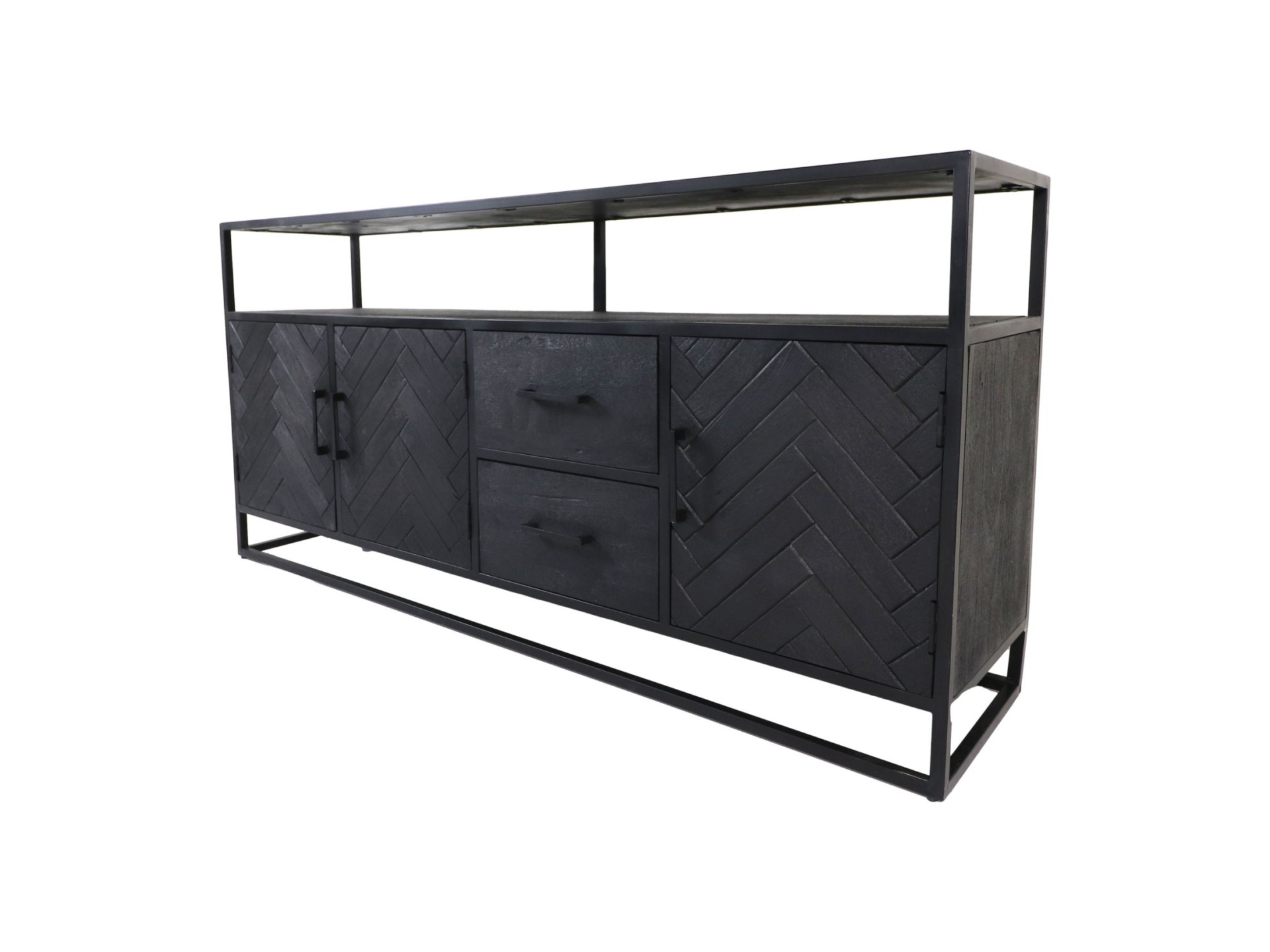 Verona Kleiderschrank Mangoholz Metall Schwarz