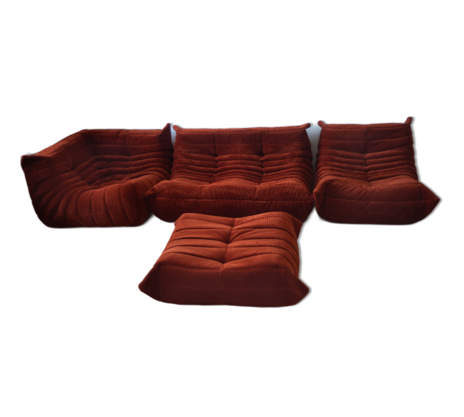 Togo Set Lounge 4 pezzi Velluto a coste Arancione