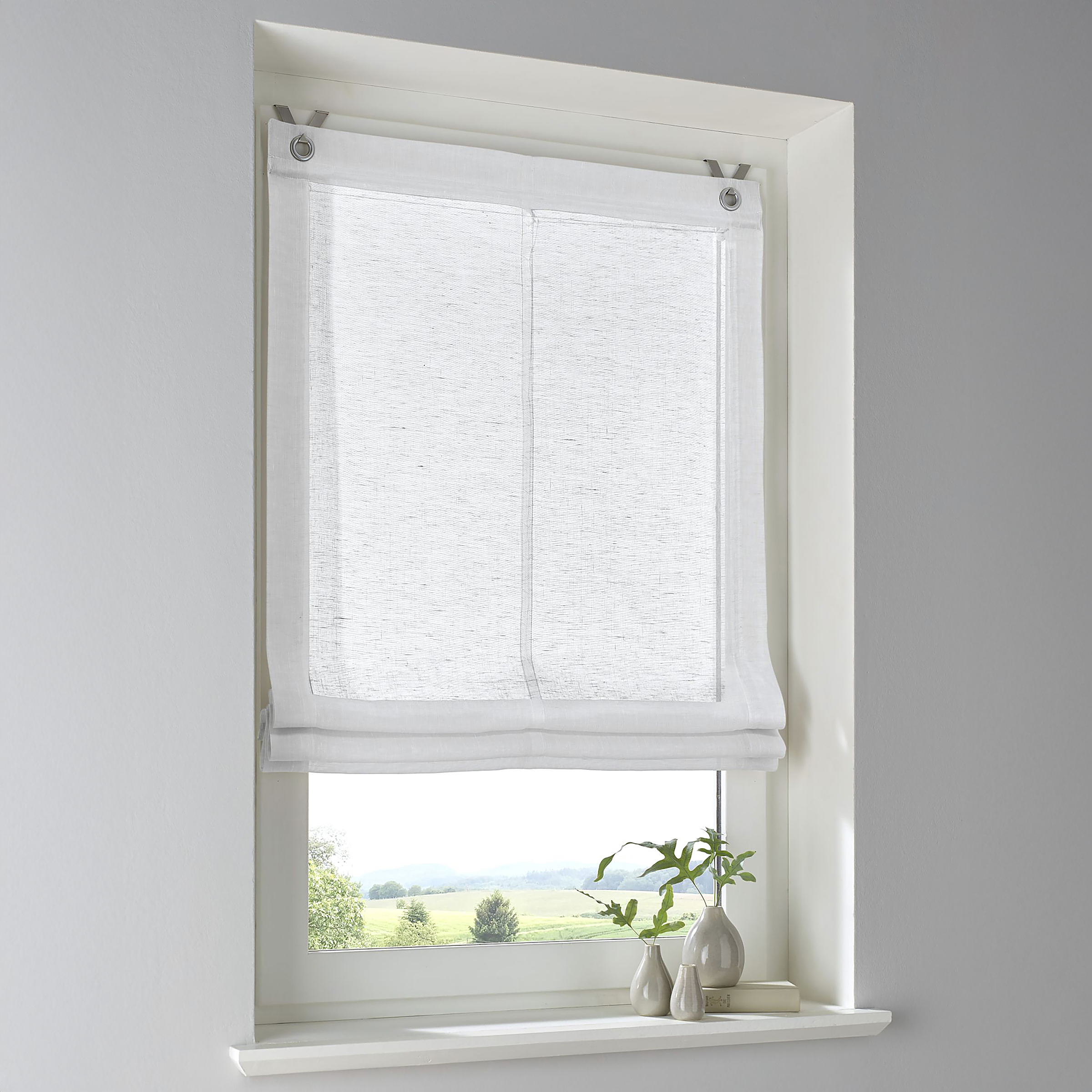 Ösenrollo Brondby Weiß 60 x 140 cm